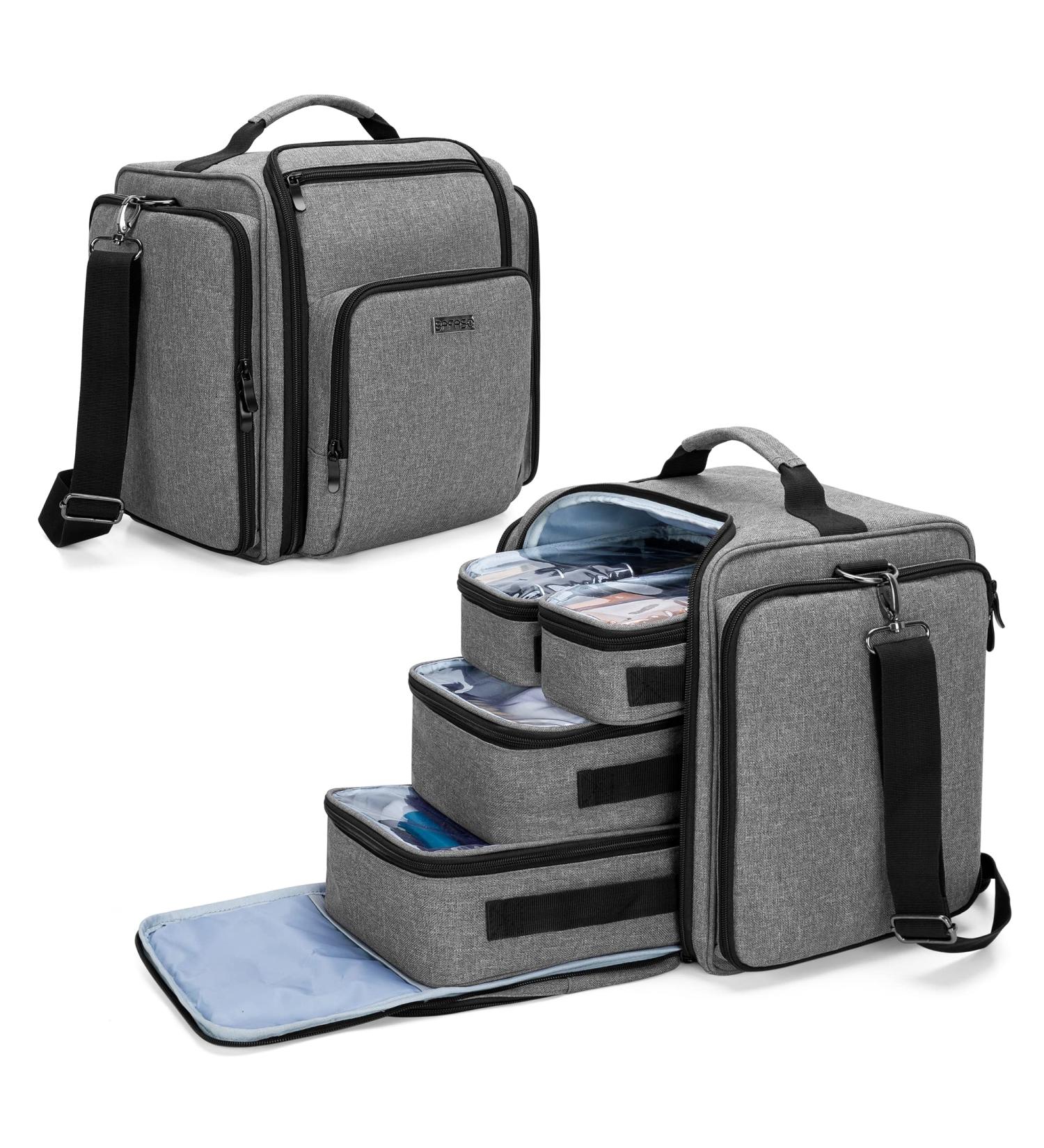 BAFASO Gray Travel Makeup Bag | Cosmetic Organizer for Women & Makeup Artists | Beauty Accessories Pouch - Buy Online on GoSupps.com