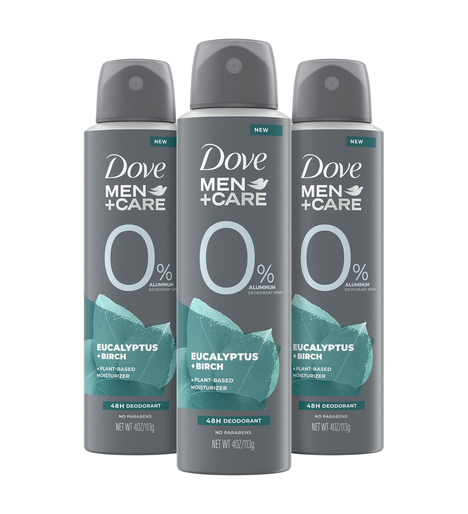 Dove Men+Care Deodorant Spray Aluminum Free Deodorant Eucalyptus and Birch Naturally Derived Plant Based Mens Deodorant Moisturizer 4 oz 3 Count - Buy Online on GoSupps.com