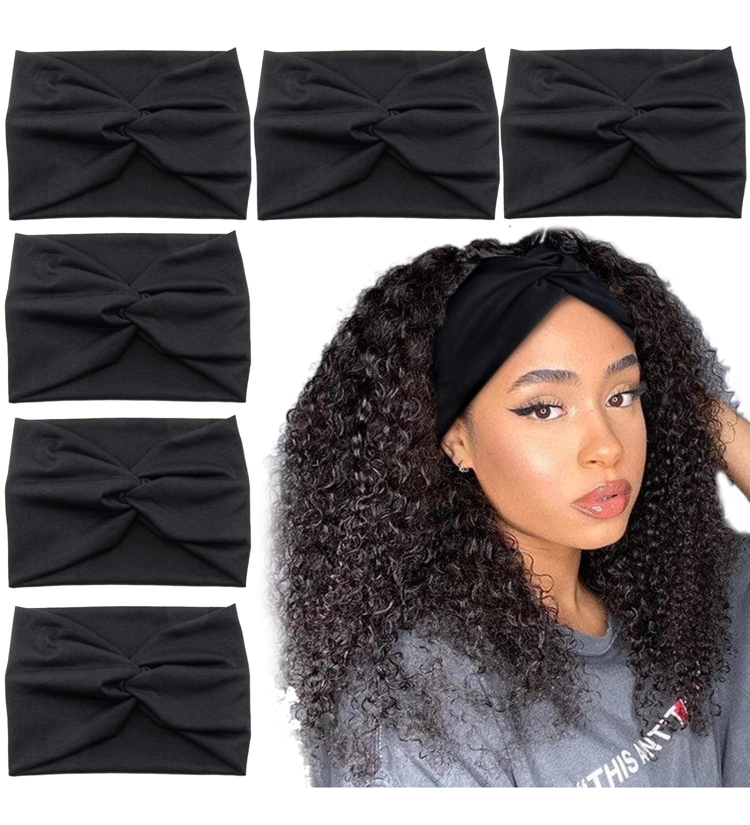 Carede Wide Headbands for Women - 6 Pack Black Turban Headbands for Yoga Workout and Sports - Buy Online on GoSupps.com