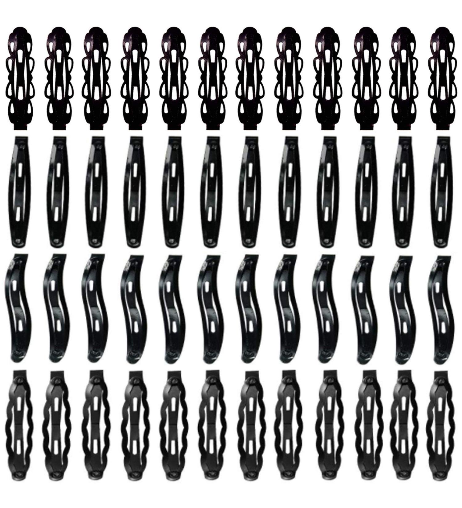 48-Piece Black Metal Snap Hair Clips | Stylish Hair Accessories for Women & Girls - Buy Online on GoSupps.com