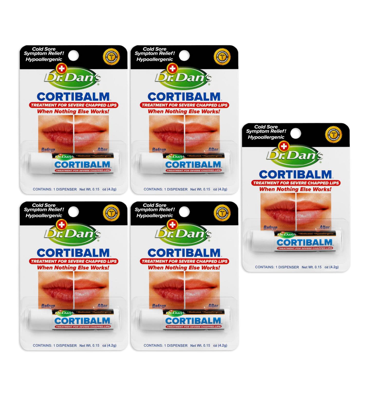 Dr. Dan's Cortibalm 5-Pack: Healing Lip Balm for Severely Chapped Lips - Buy Online on GoSupps.com
