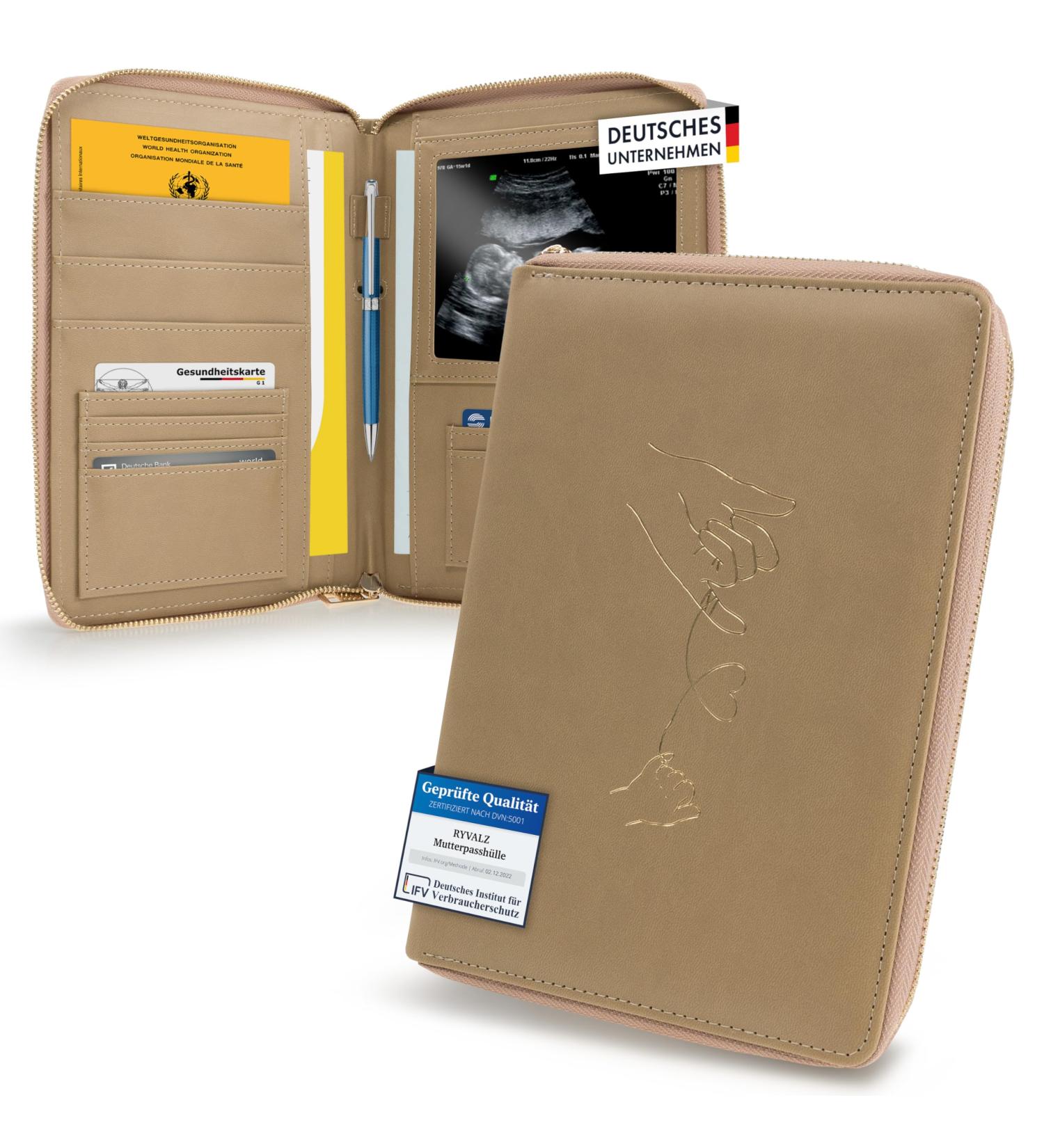 Ryvalz Elegant Mother's Passport with Digital Pregnancy Diary | Stylish Protective Cover & Zipper Compartment - Caffe Latte - Buy Online on GoSupps.com