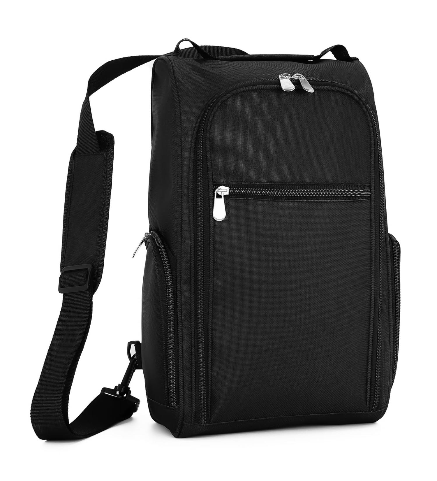 Premium Portable Golf & Soccer Shoe Bag with Shoulder Straps - Black | 3 Zippered Compartments for Men Women Boys & Girls - Buy Online on GoSupps.com