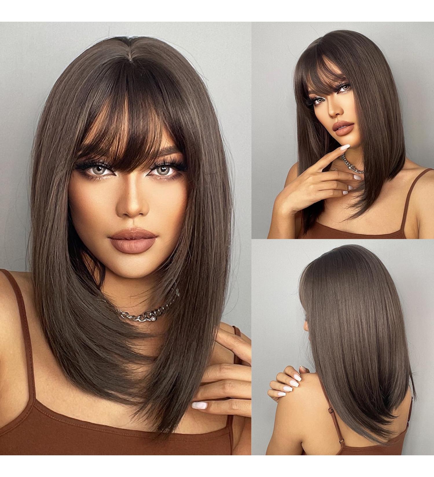 Shop Shoulder Length Brown Wigs for Women | Glueless Synthetic Dark Brown Wigs for Daily Use - Buy Online on GoSupps.com