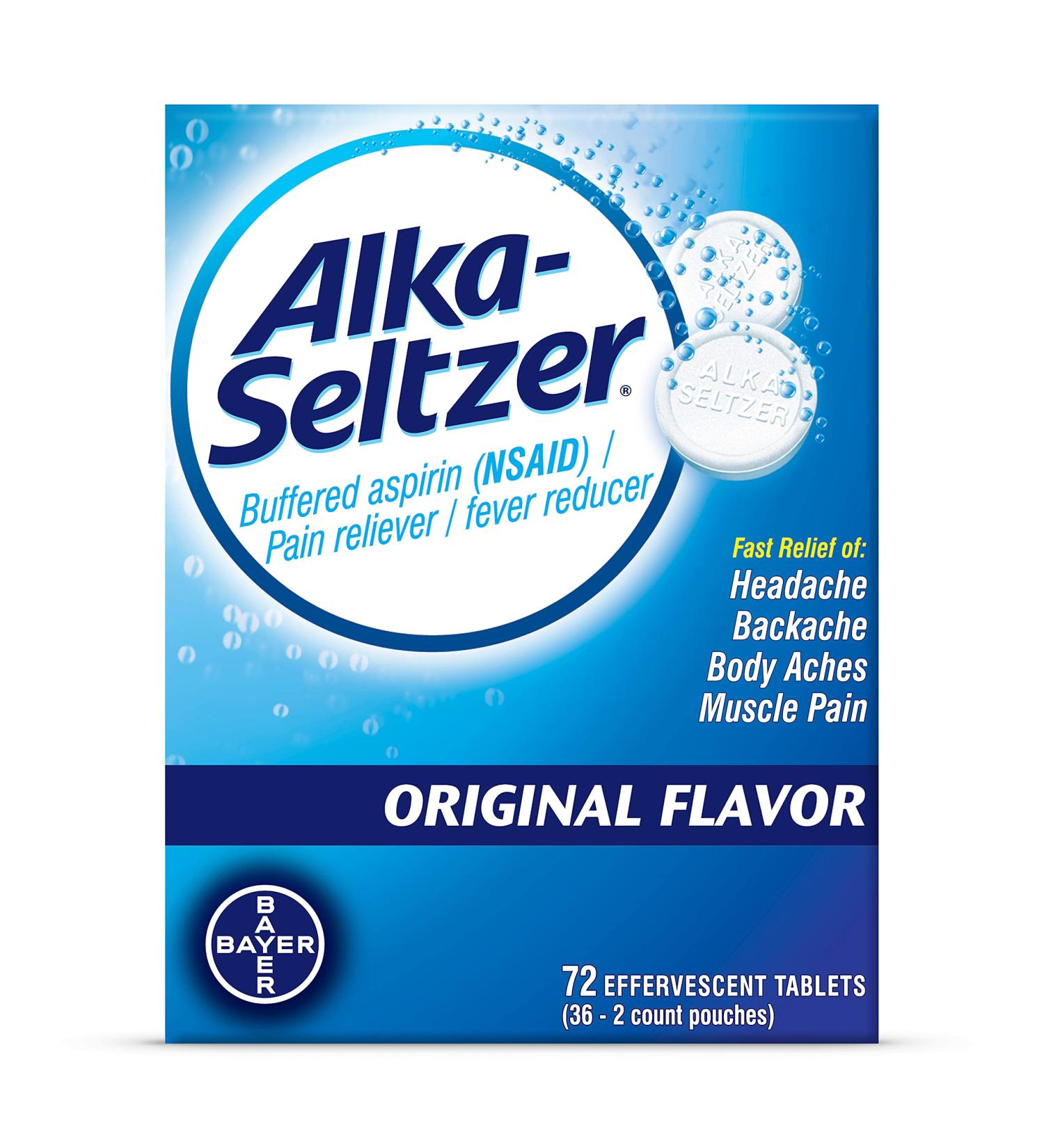 Alka-Seltzer Original Effervescent Tablets - 72 Count | Fast Relief of Headache, Muscle Aches & Body Aches - Buy Online on GoSupps.com