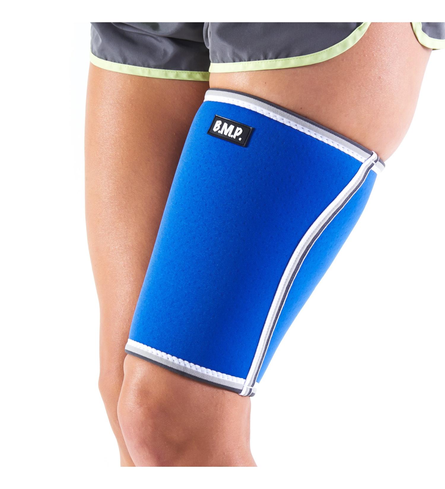 Black Mountain Products Extra Thick Warming Thigh Brace - Blue Compression Sleeve for Pain Relief - Large Size - Buy Online on GoSupps.com