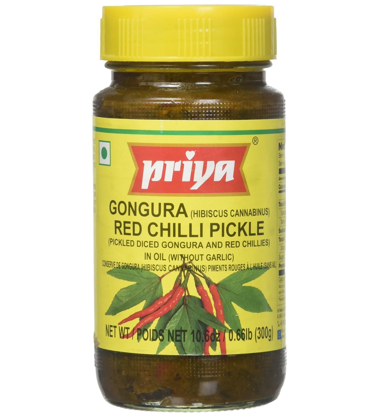 Priya Gongura & Red Chilli Pickle 300g - Buy Online on GoSupps.com