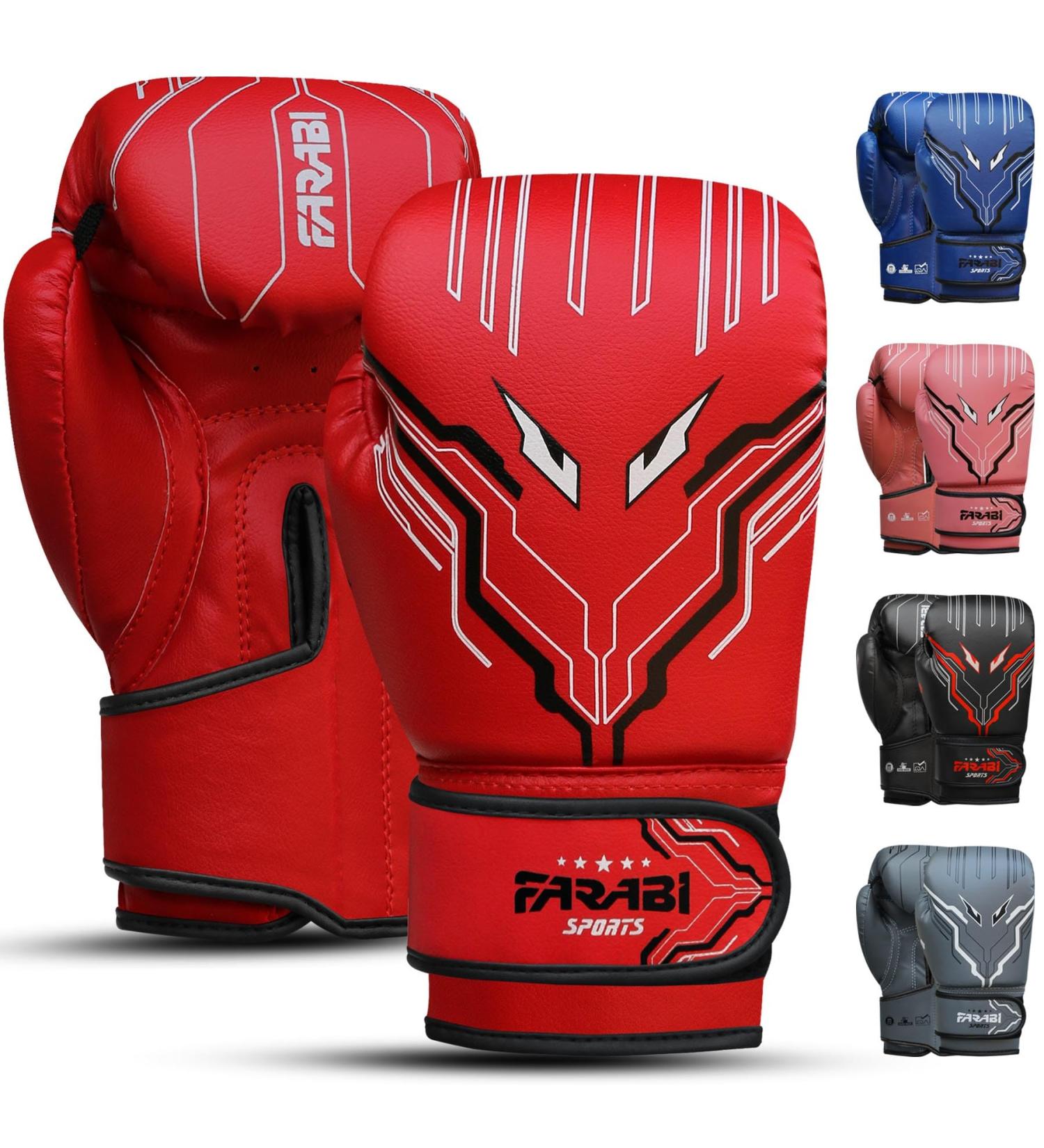 Farabi Sports 6oz Boxing Gloves for Kids - Boys & Girls Youth Training Gloves for MMA Muay Thai & Punching Bag (Ages 5-10) - Red - Buy Online on GoSupps.com