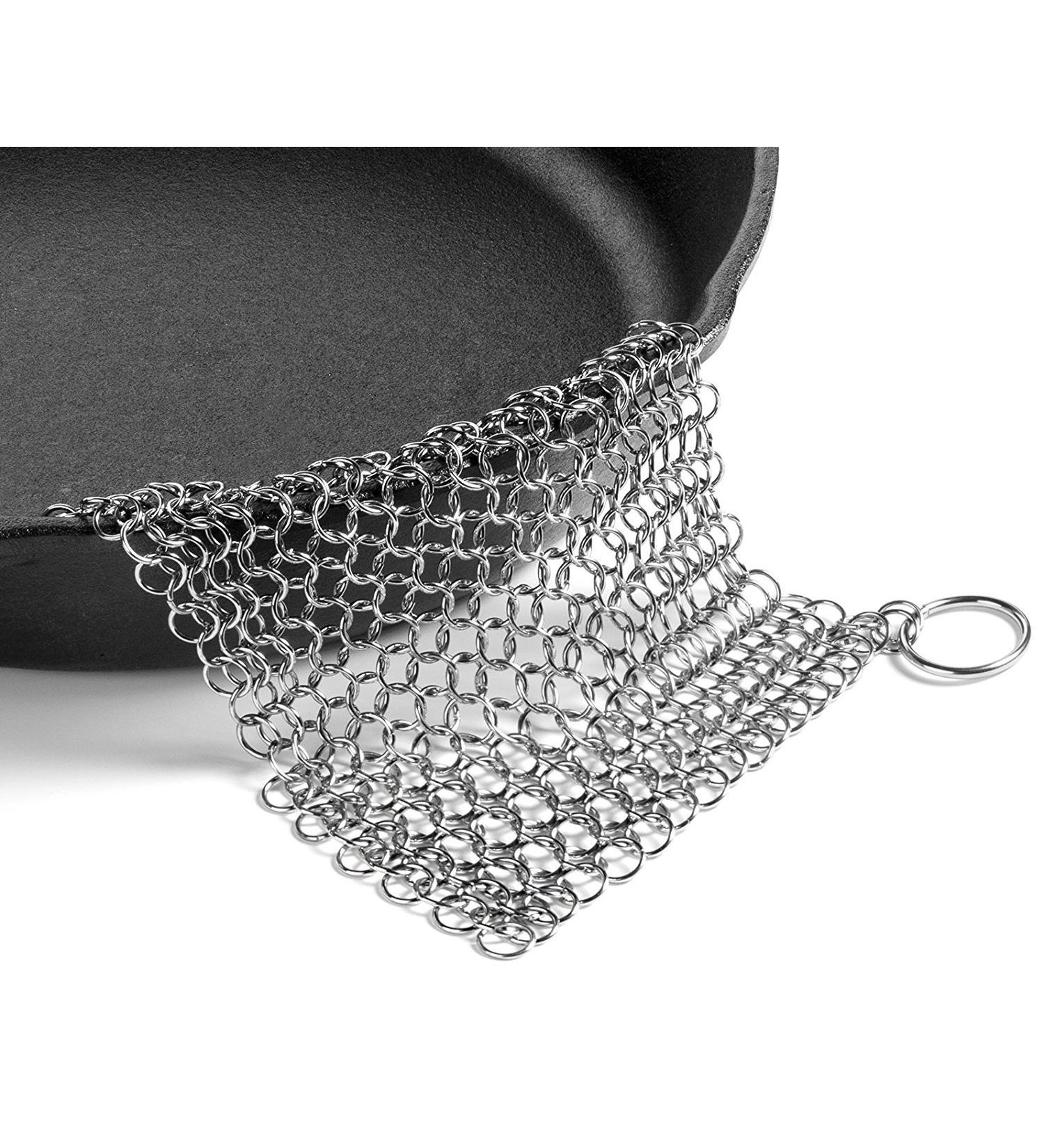 Efaithtek 8x6 Stainless Steel Cast Iron Cleaner - Premium Chainmail Scrubber for Cookware - Square 8x6 Inch - Buy Online on GoSupps.com