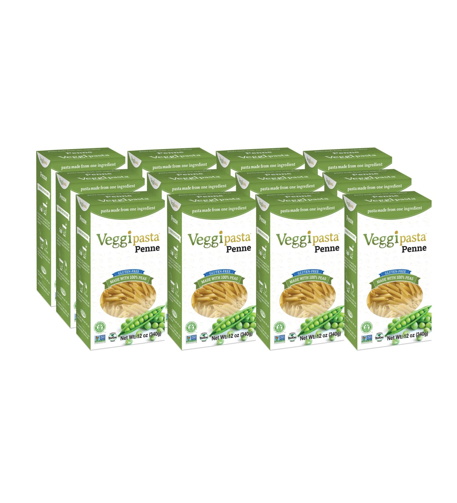 Veggipasta Penne 12 oz (Pack of 12) - Gluten Free Pea Pasta - Plant Based & Non GMO - Buy Online on GoSupps.com