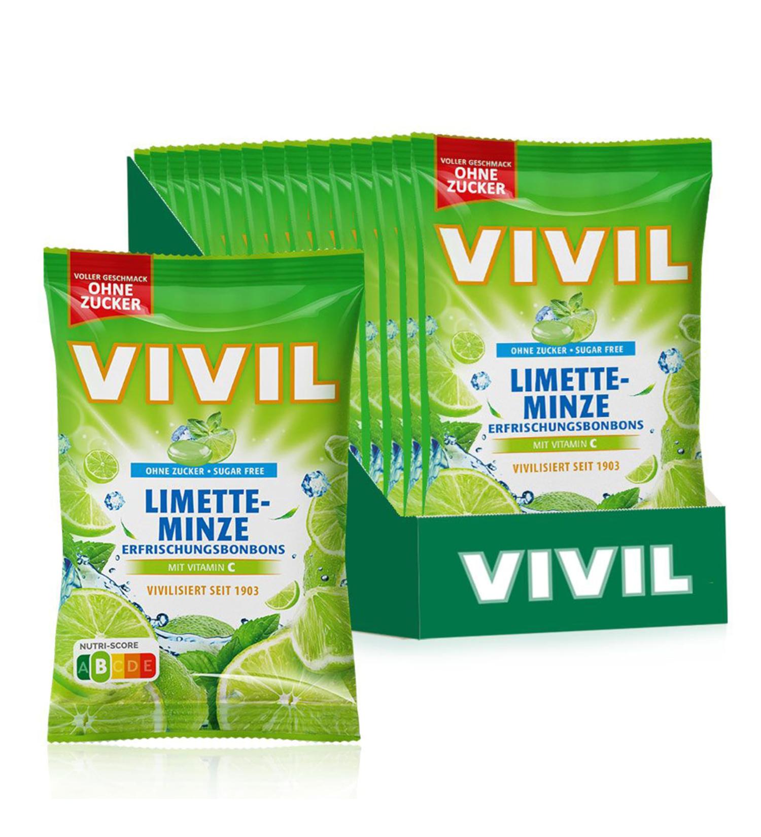 Buy VIVIL Lime Mint Candies - Sugar-Free Vegan Vitamin C 15 Bags (120g Each) - Refreshing Lime Taste - International Shipping Available - Buy Online on GoSupps.com