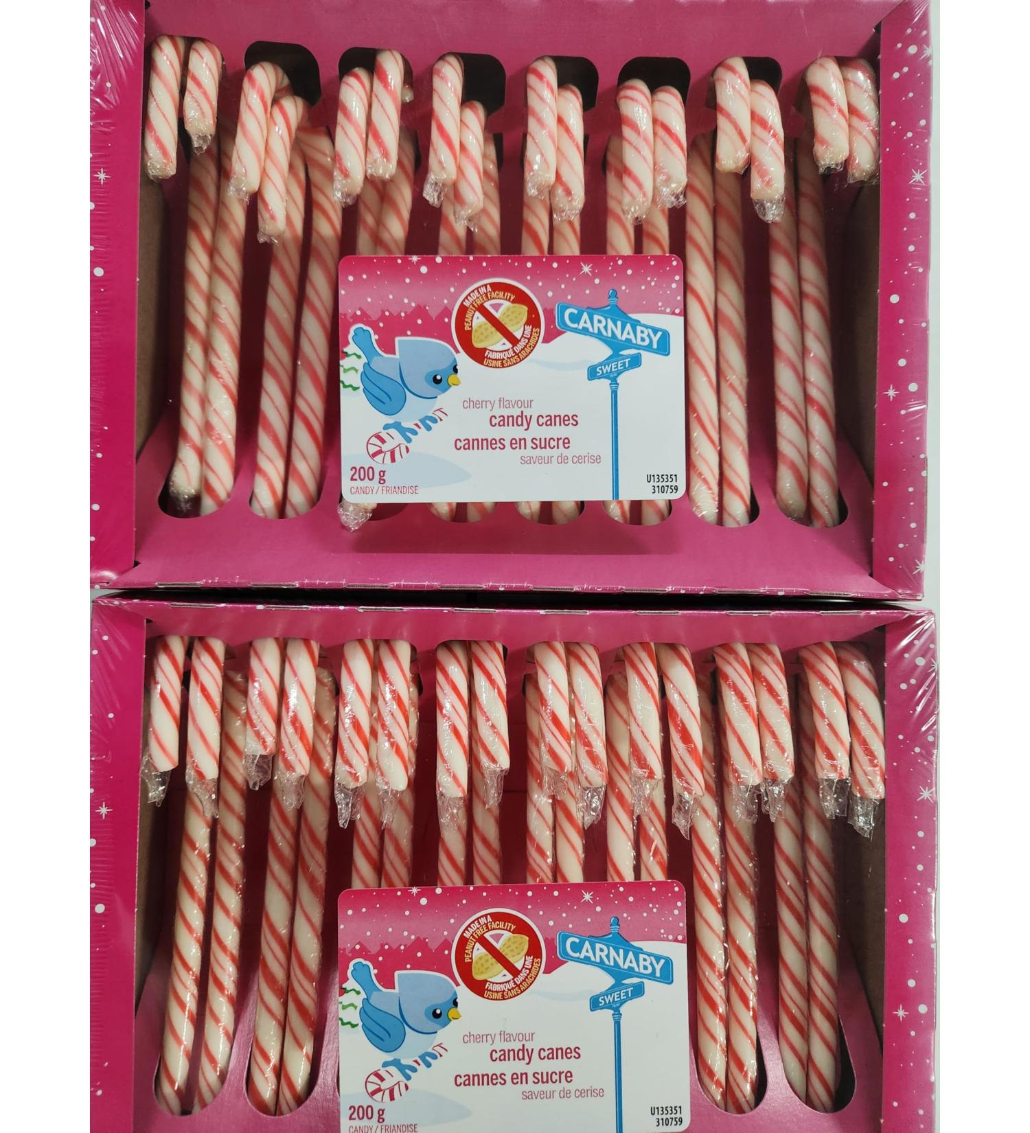 Cherry Flavor Carnaby Candy Canes 2-Pack 400g Total 32 Pieces
