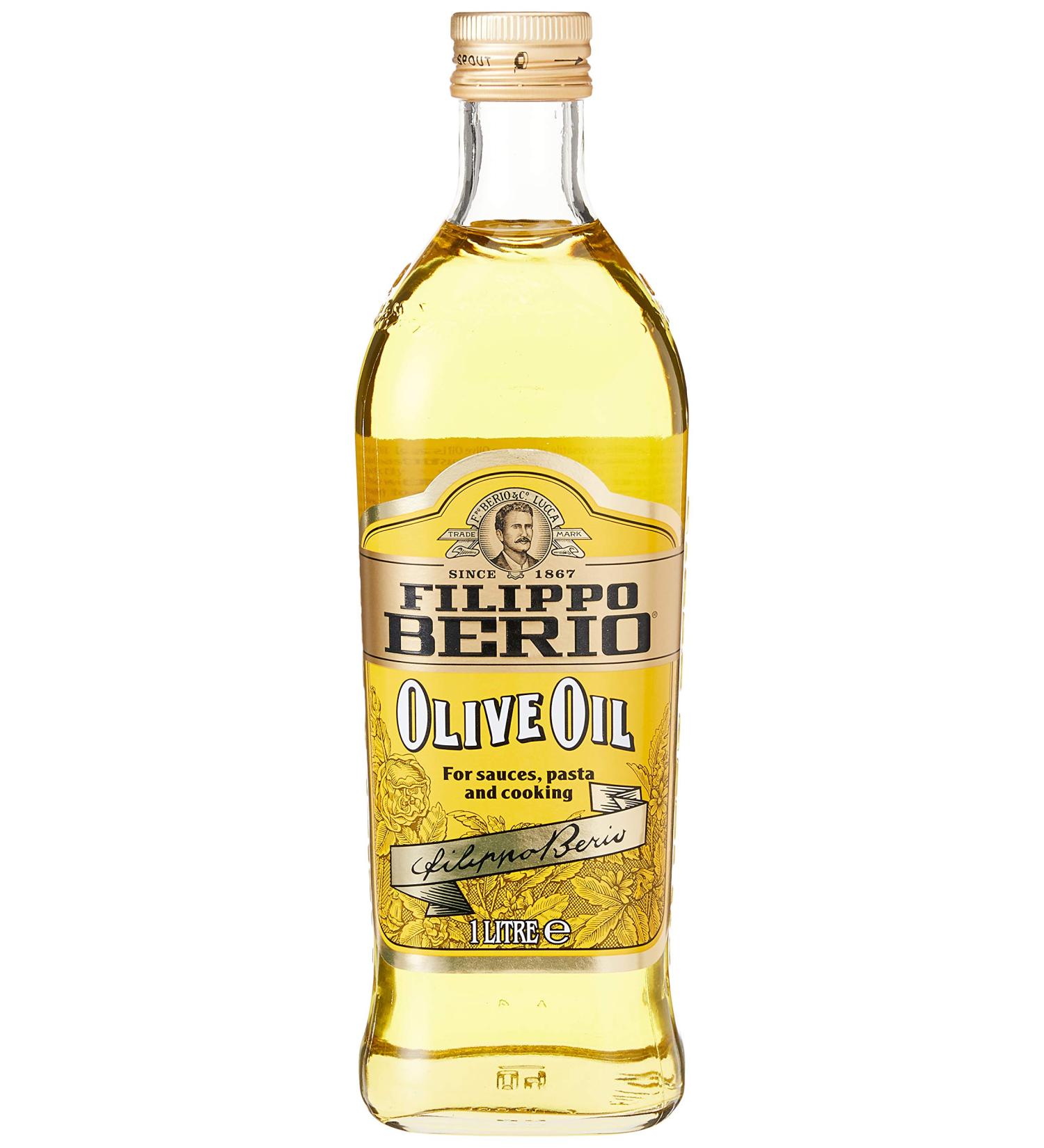 Filippo Berio Pure Olive Oil 1L Glass Bottle - Cooking Oil & Salad Dressing - Buy Online on GoSupps.com