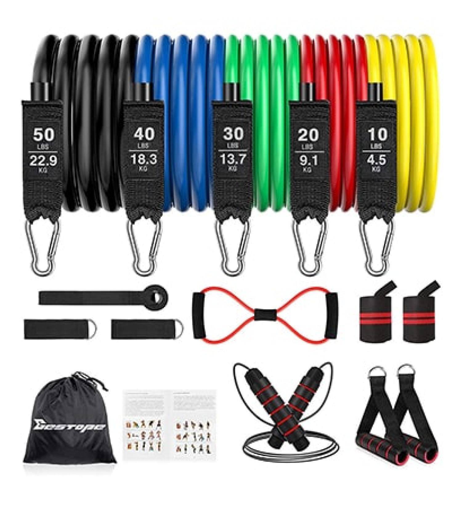 16pcs Resistance Bands Set with Handles - Premium Strength Training & Fitness Kit - Buy Online on GoSupps.com