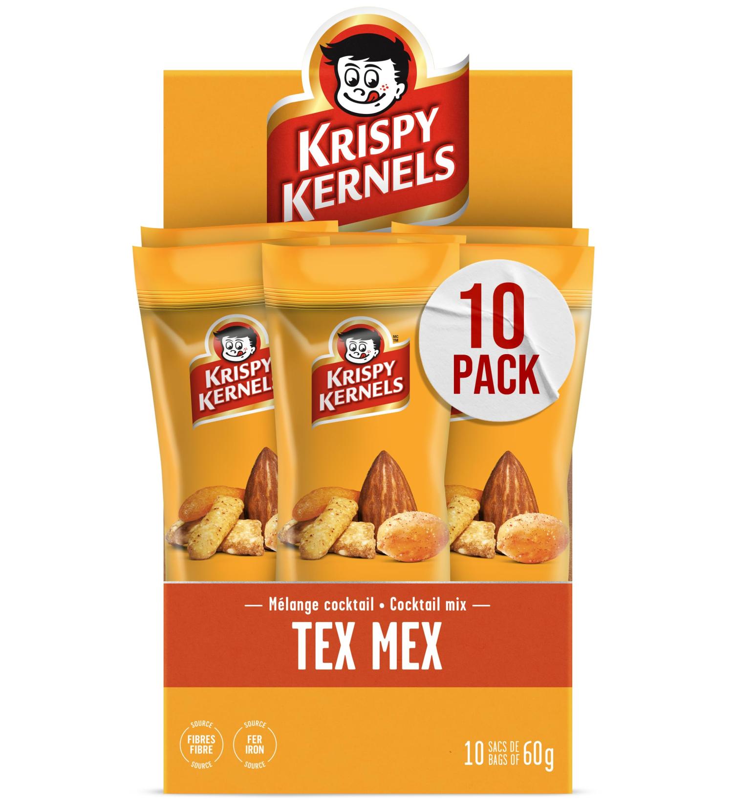 Krispy Kernels | Salty & Spicy Cocktail Mix TEX MEX Premium Quality Mixed Nuts (10 x 60g) - Buy Online on GoSupps.com
