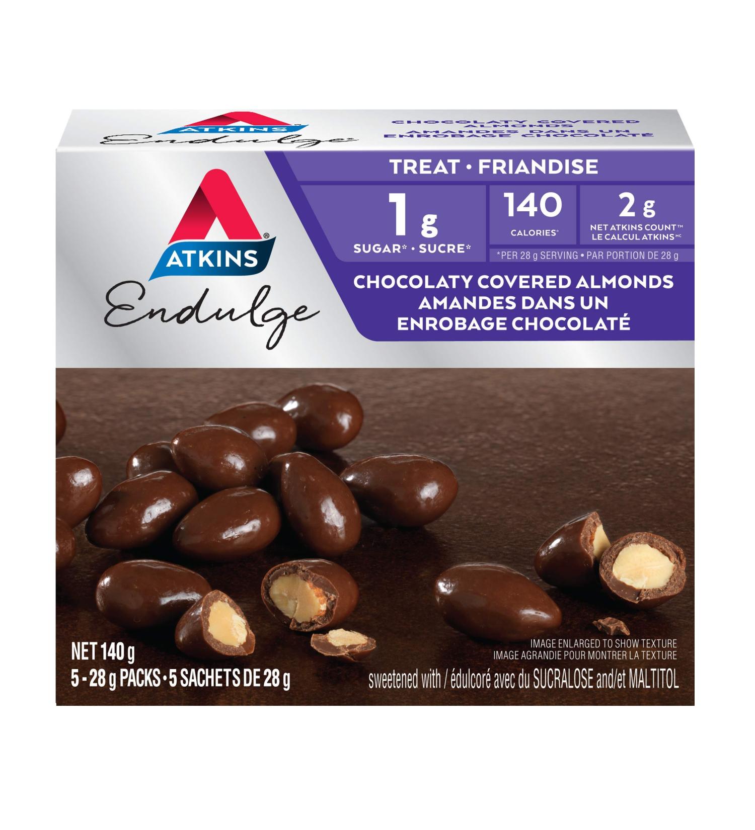 Atkins Endulge Chocolate Covered Almonds - Rich & Crunchy Keto-Friendly Bars - Buy Online on GoSupps.com