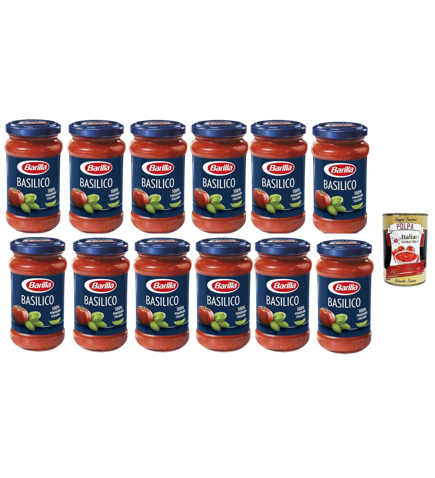  Italian Gourmet E.R. Barilla Pasta Sauces Classic Basil Sauce - Basil Sauce 400g + Italian Gourmet Polpa 400g - Pack of 12 - Buy Online on GoSupps.com