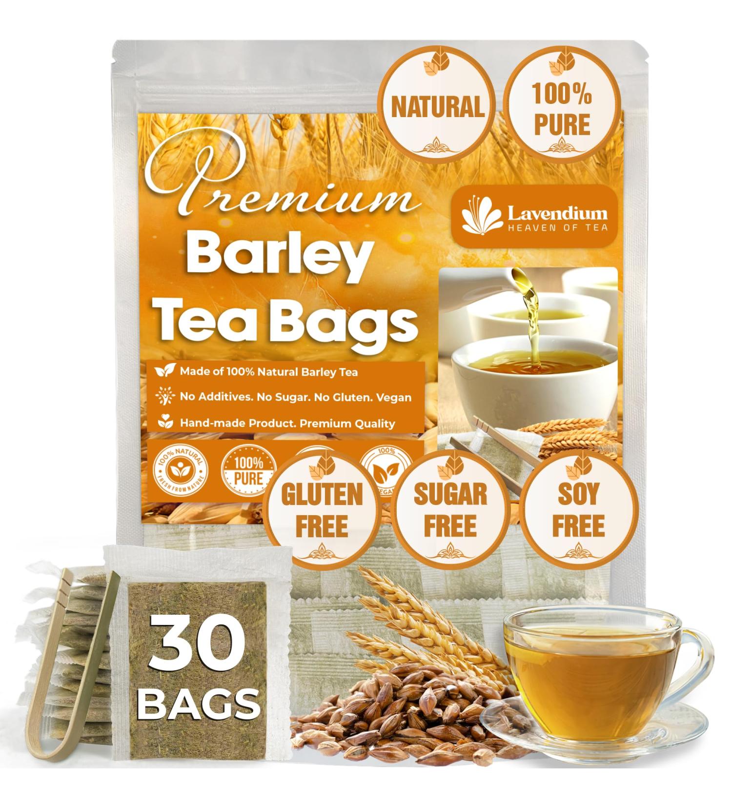 Lavendium Premium 30 Barley Tea Bags 100% Natural & Pure from Barley. Loose Barley Herbal Tea. Made with Natural Material Tea Bags. No Sugar No Caffeine No Gluten Vegan. - Buy Online on GoSupps.com
