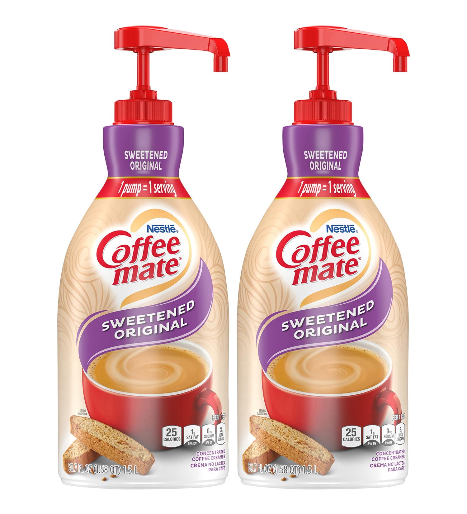 Nestle Coffee mate Sweetened Original Non-Dairy Liquid Creamer Pump Bottle 50.7 Fl Oz (Pack of 2) - No Refrigeration Required - Buy Online on GoSupps.com
