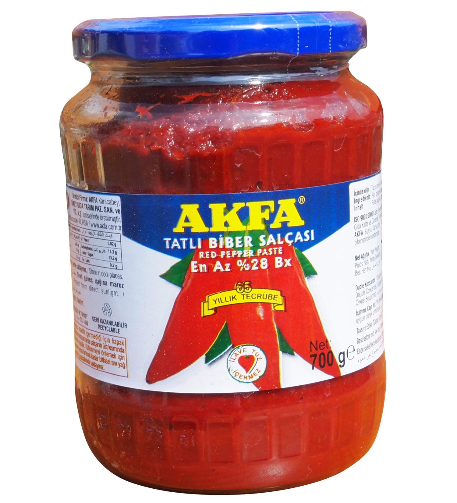 AKFA - MILD PAPRIKAMARK in a glass jar without preservatives - Tatli Biber Salcasi (700g)