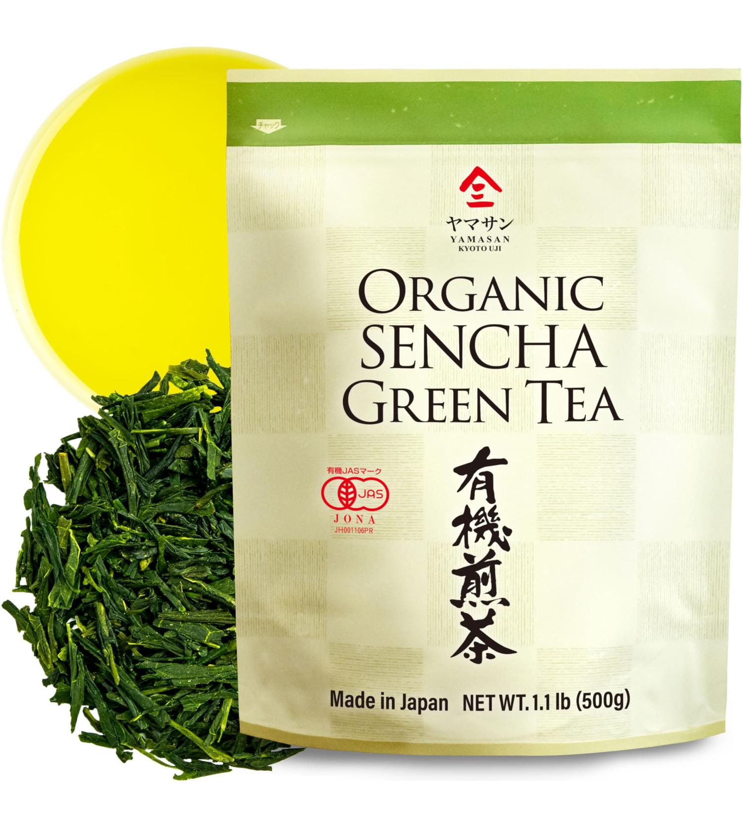Green Tea Loose Leaf Sencha Bulk JAS Certified Organic Japan 500g Bag YAMASAN  - Buy Online on GoSupps.com