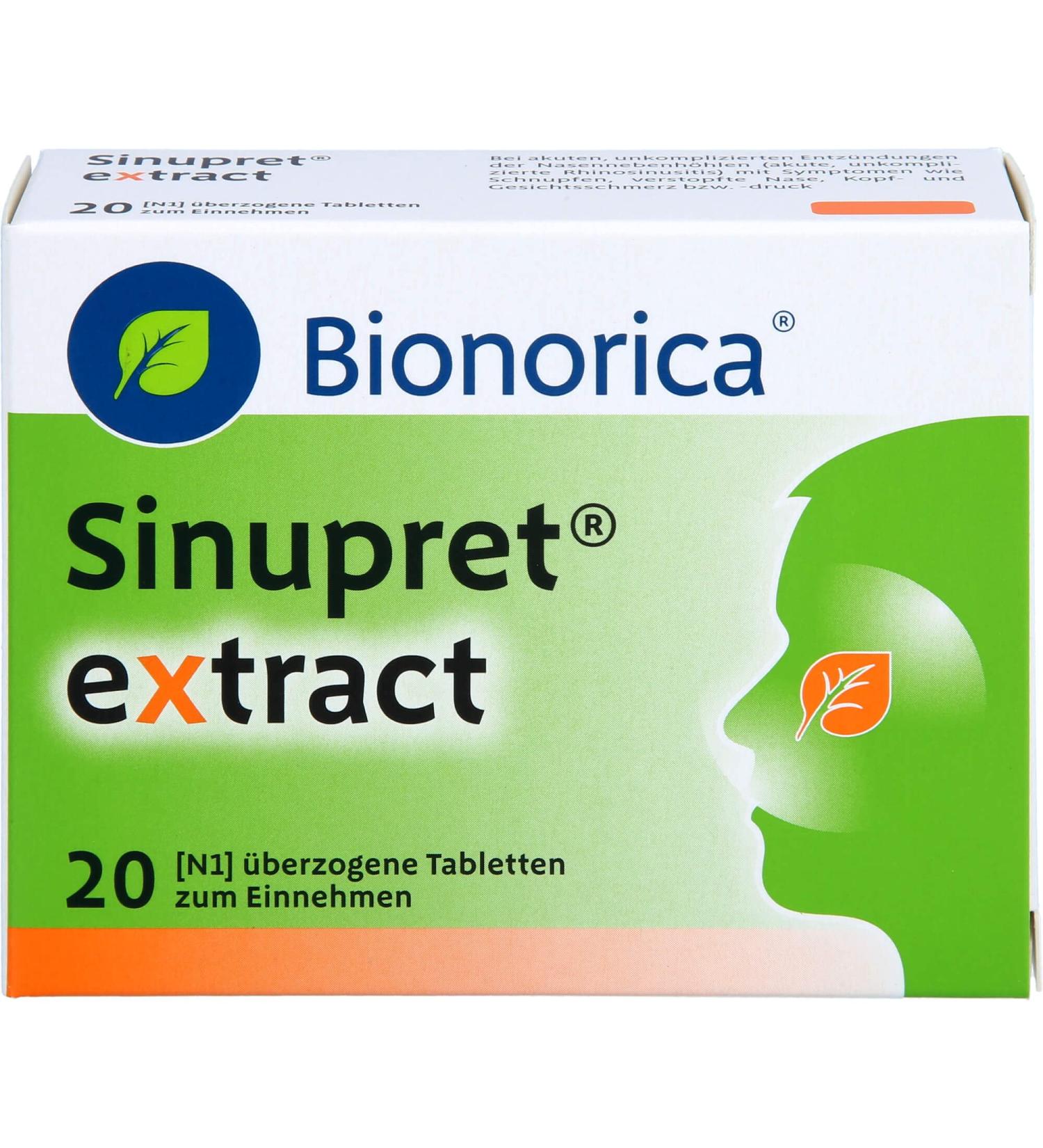 Sinupret Extract Coated Tablets - 20 pcs | All-Natural Relief for Sinus Health | International Shipping Available - Buy Online on GoSupps.com