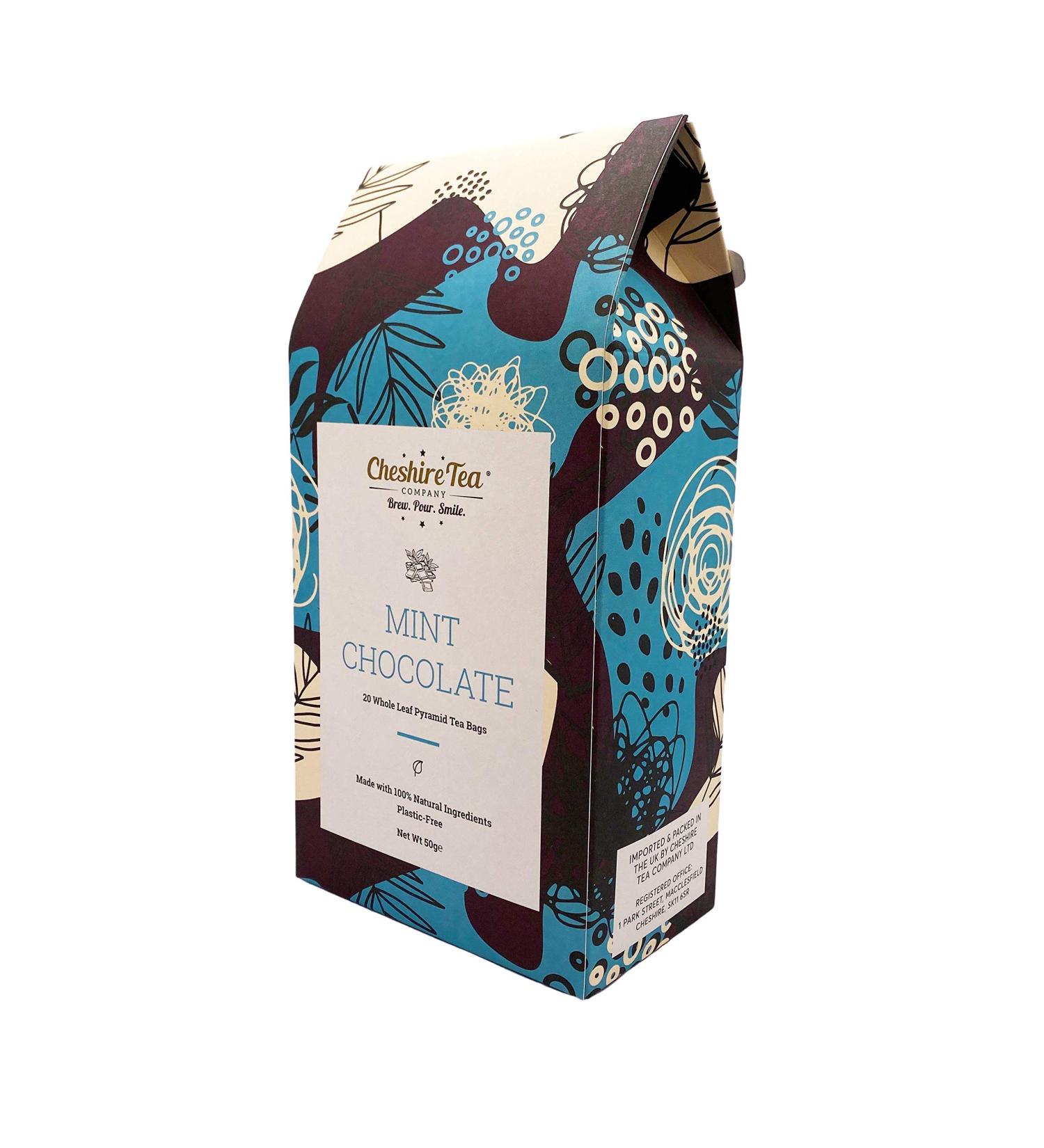 Cheshire Tea Company Premium Mint Chocolate Rooibos - 20 Whole Leaf Pyramid Teabags - Buy Online on GoSupps.com