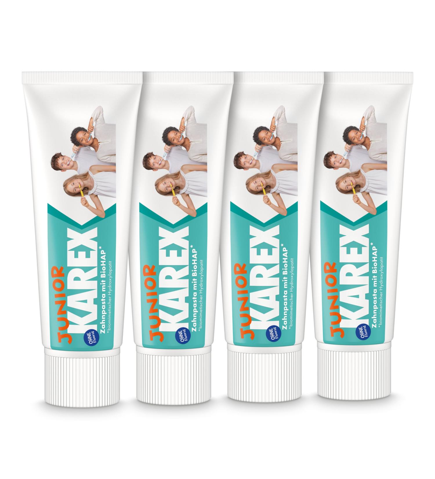 Junior Karex Toothpaste - 4 x 65 ml | Caries Protection for Kids 6+ | BioHAP Formula for Healthy Enamel | Special Needs for Alternating Bite - Buy Online on GoSupps.com