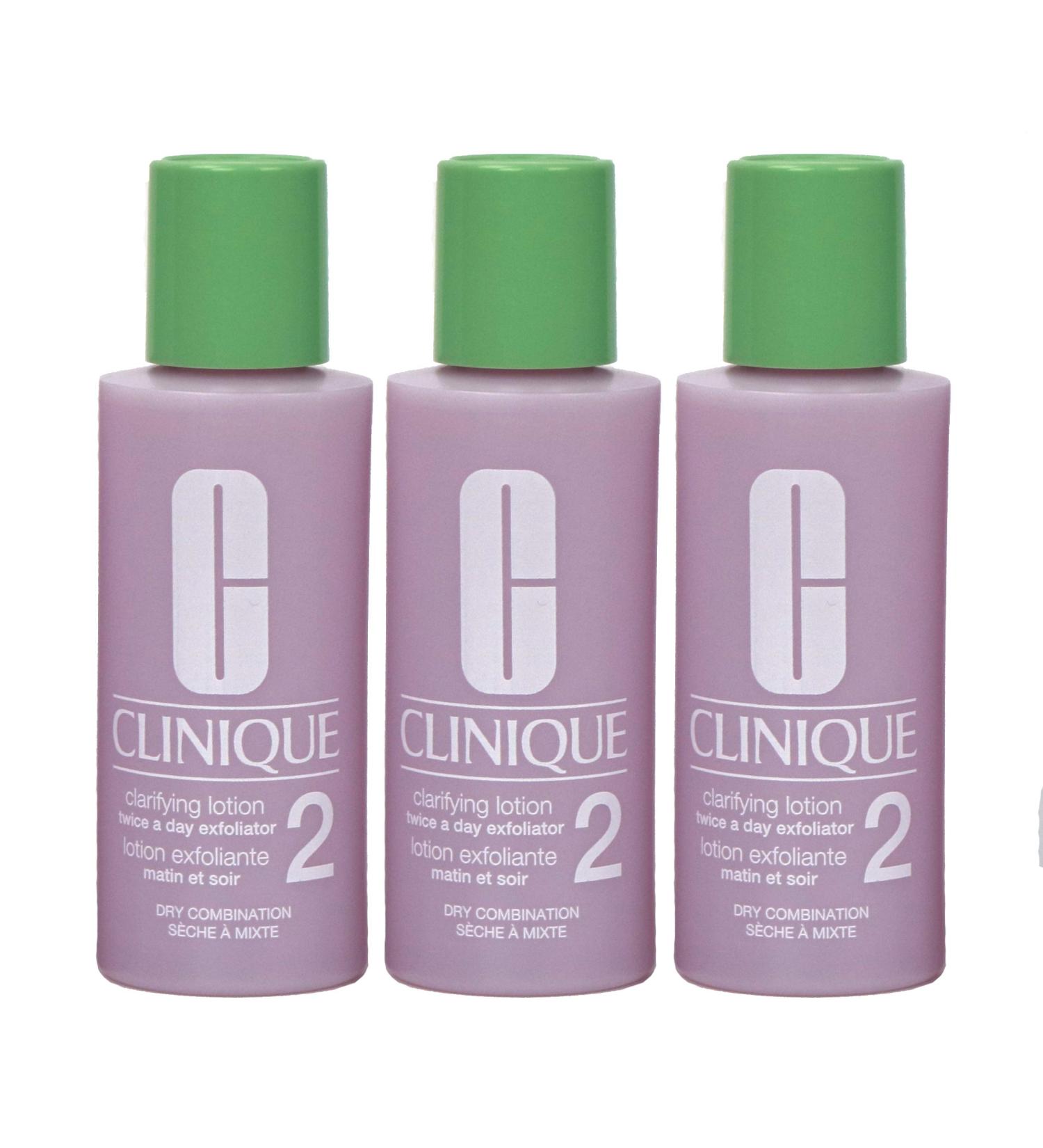 Pack of 3 x Clinique Clarifying Lotion 2 for Dry Combination Skin, 2 oz each Travel Size, Unboxed
