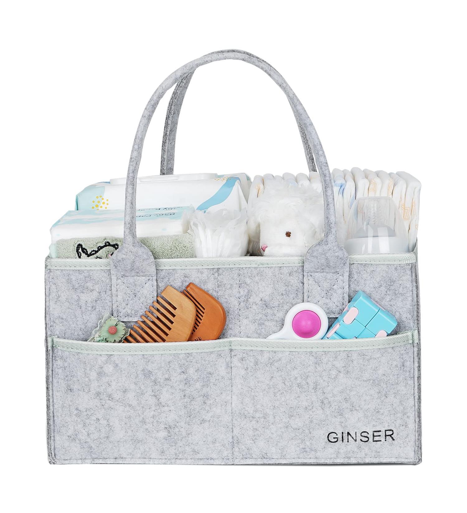GINSER Baby Diaper Caddy Organizer - Nursery Essentials for Changing Table & Car | Baby Shower Gift Registry | Gray - Buy Online on GoSupps.com