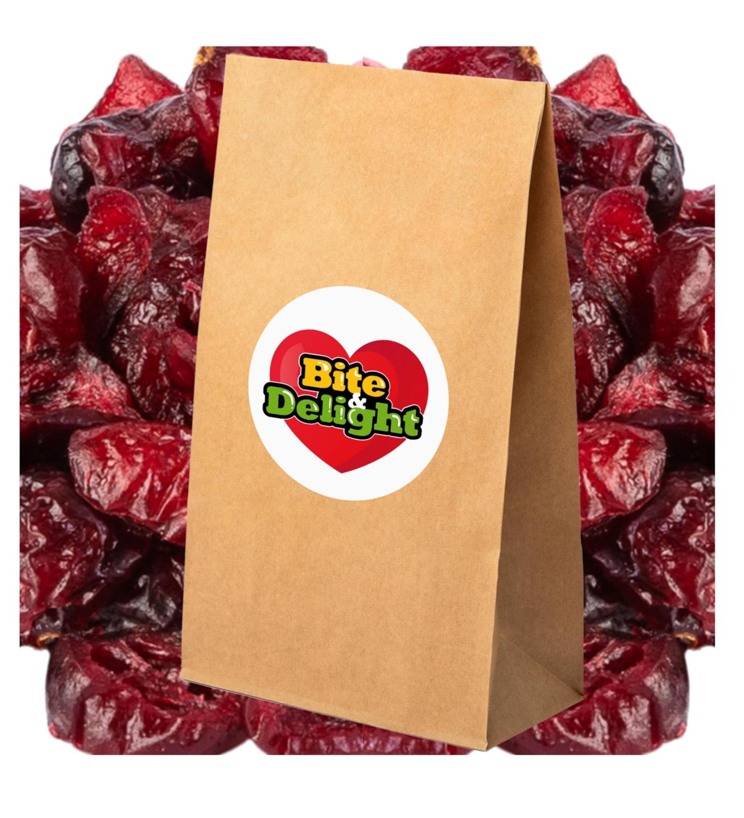 Bite & Delight 0.5 kg Dried Cranberries - Fresh Dried Fruits Low Sugar Tart Fruit Paper Wrap Dried Cranberries Healthy Snack - Buy Online on GoSupps.com