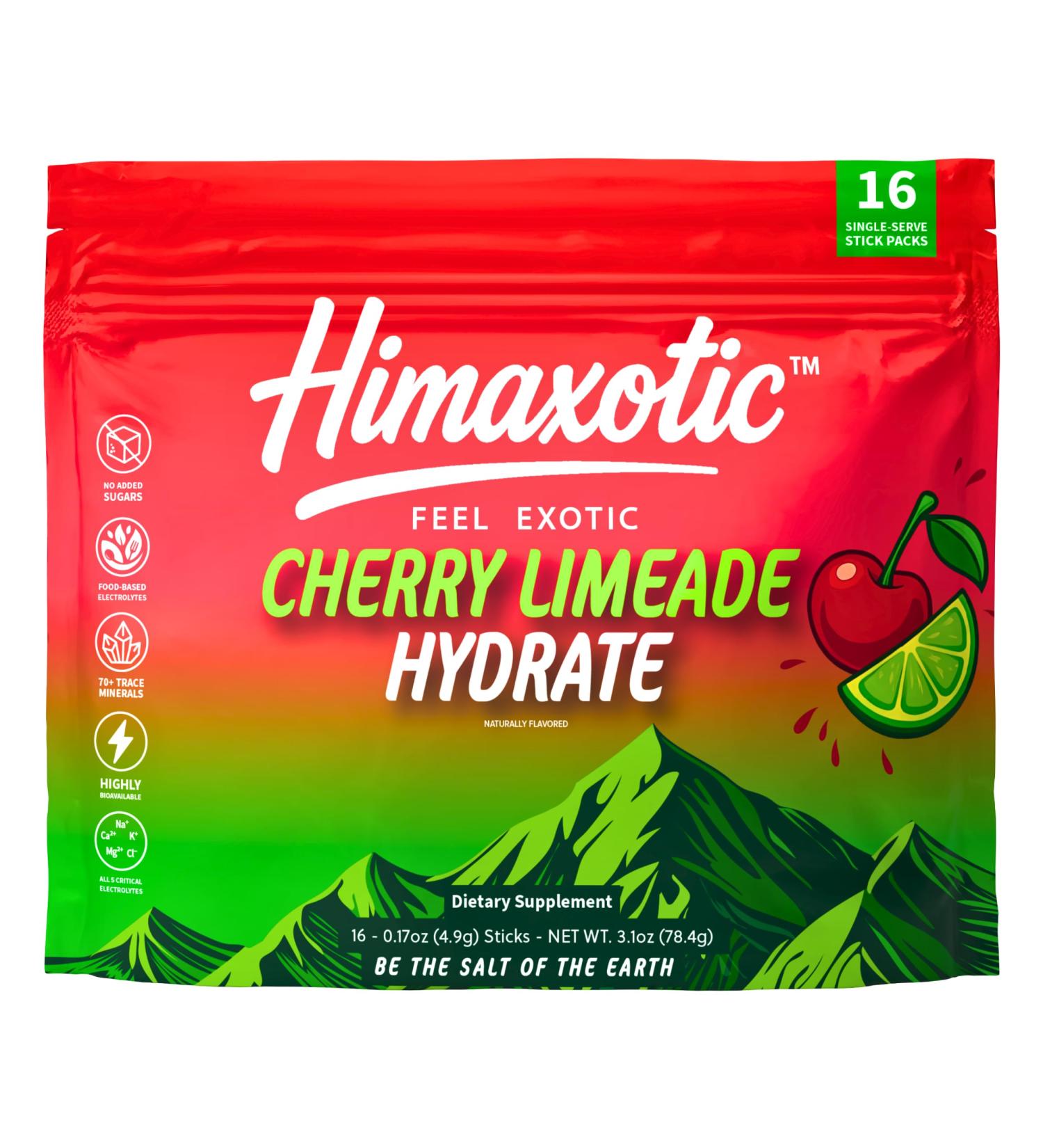 Himaxotic Cherry Limeade Hydrate Electrolyte Drink Mix 16 Single-Serve Sticks - Buy Online on GoSupps.com