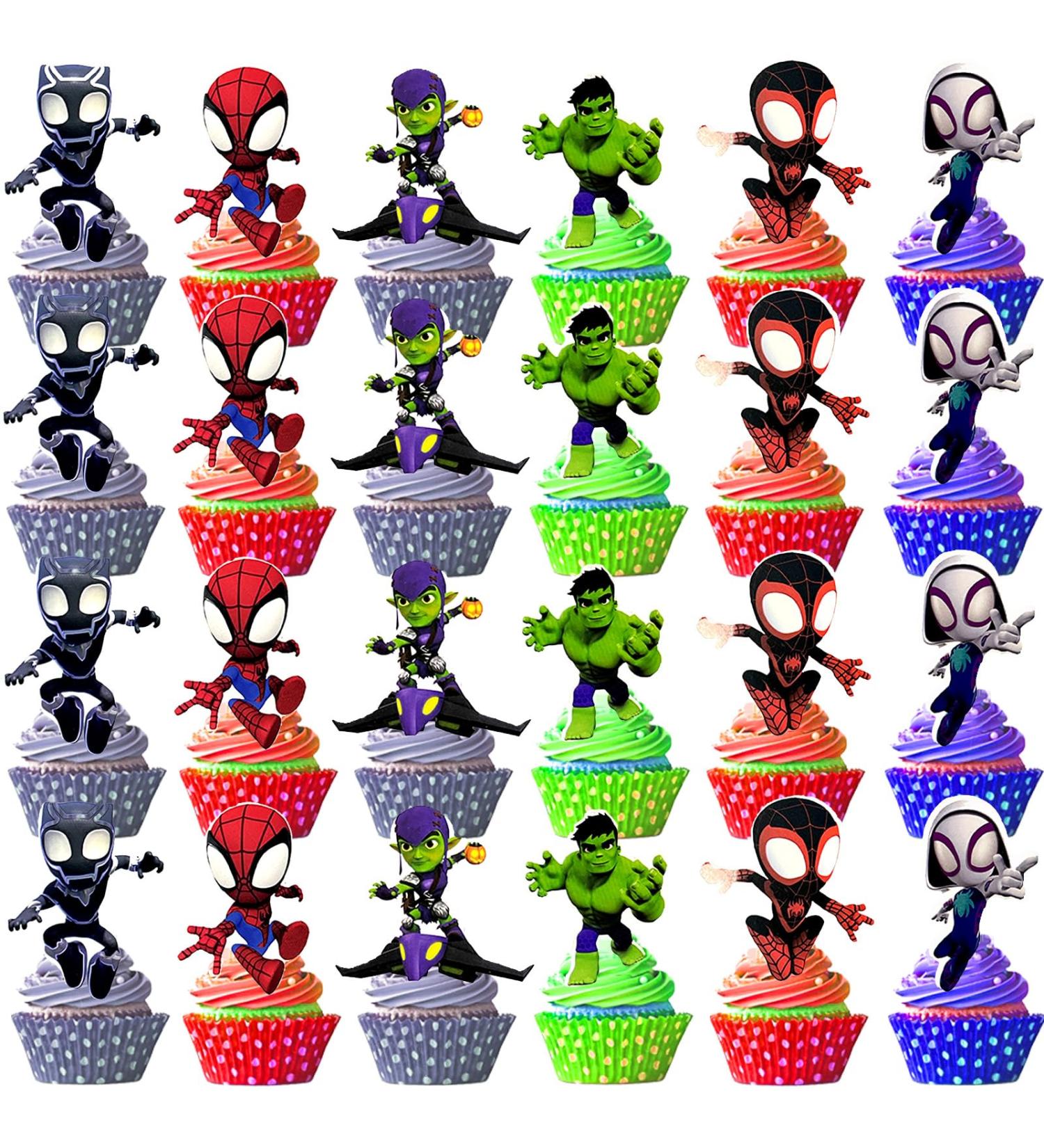 Menipros 48Pcs Spidey Cupcake Toppers for His Amazing Friends Birthday Party Supplies Spidey Friends Theme Party Cake Decorations - Buy Online on GoSupps.com
