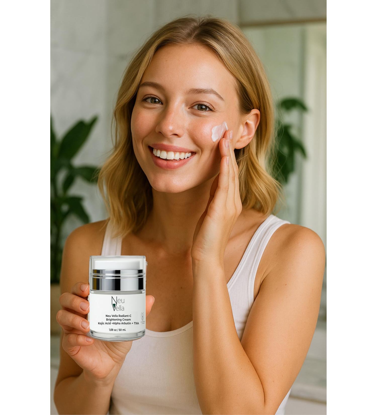 Neu Vella Radiant-C Brightening Vitamin Cream Vitamin C + Tranexamic Acid + Alpha Arbutin + Kojic Acid Dipalmitate Dark Spot Correcting Tone-Evening Moisturizer | Made in USA-1.69 oz - Buy Online on GoSupps.com