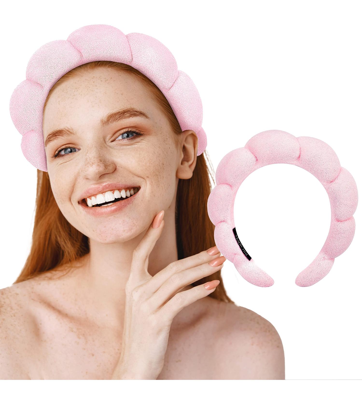 MAPICNNT Cute Pink Spa Headband for Face Washing and Makeup - Terry Cloth Bubble Skincare Headband for Spa and Facial Care - Buy Online on GoSupps.com