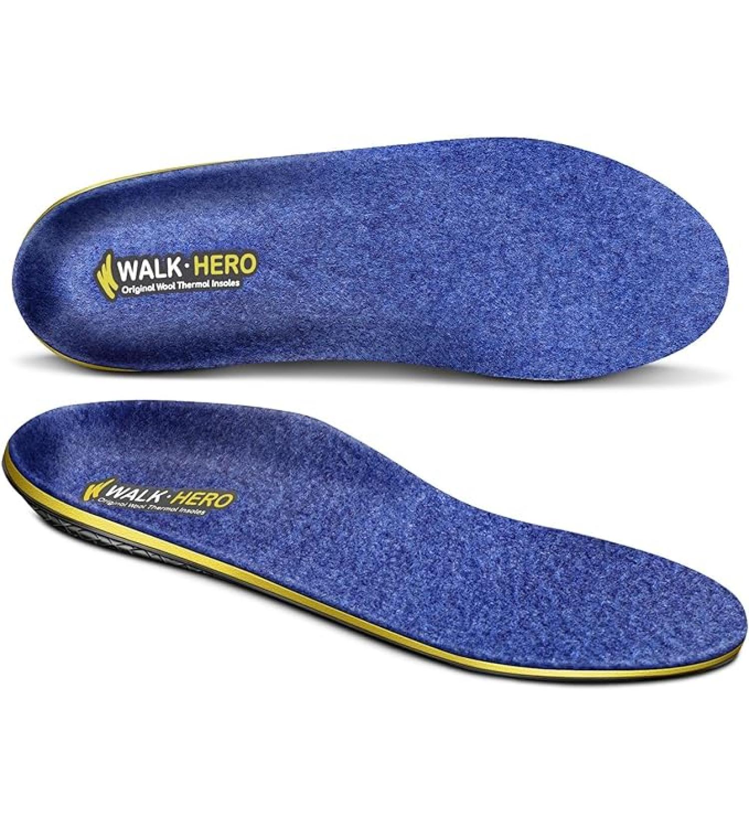 WALKHERO Wool Insoles - Fleece Arch Supports for Plantar Fasciitis Relief - Blue Mens 6 - Buy Online on GoSupps.com