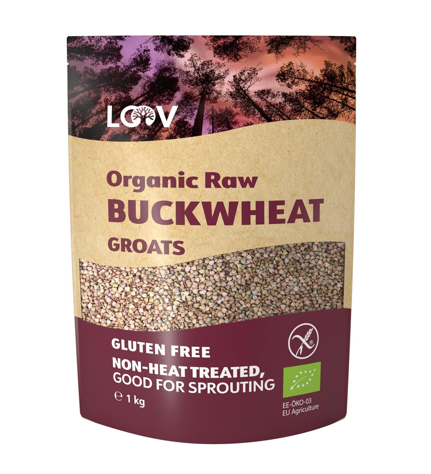 LOOV Organic Buckwheat Groats 1kg - Gluten Free, Raw & Nutrient-Preserved | Delicious Nutty Flavor, Ideal for Sprouting | Grown in Nordic Climate, non-GMO - Buy Online on GoSupps.com