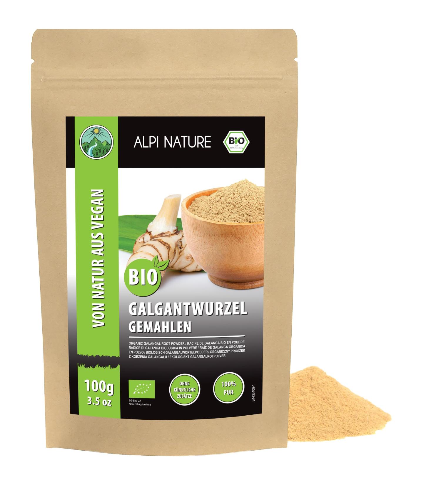 Alpi Nature Galanga Poudre BIO 100g Racine de Galanga Moulue pour Assaisonnement 100 GR - Buy Online on GoSupps.com