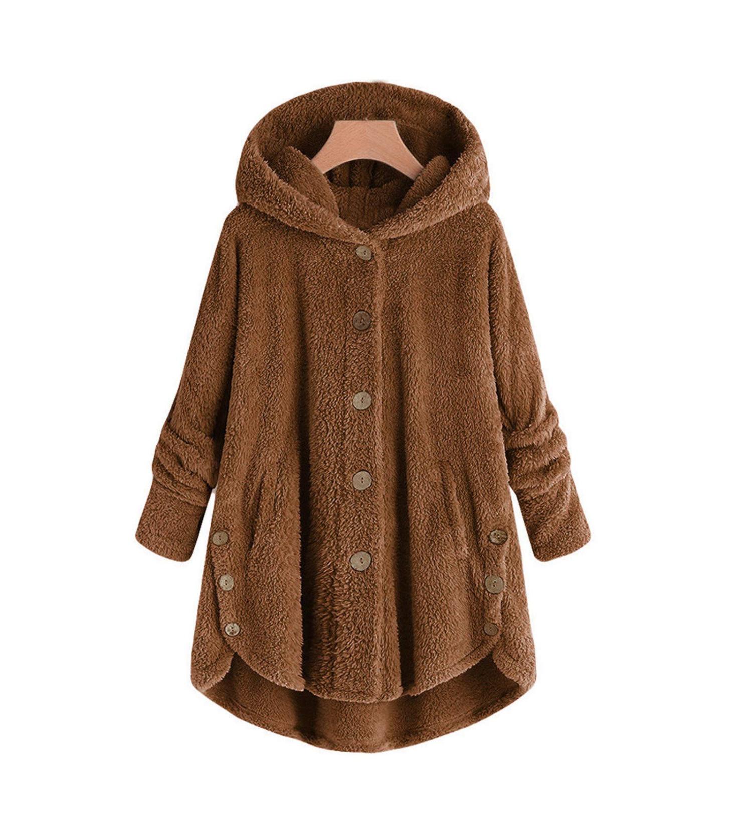Shop Hanxiulin Women's Fleece Plush Jacket - Warm Zippered Hooded Winter Coat in Yellow | International Shipping Available - Buy Online on GoSupps.com