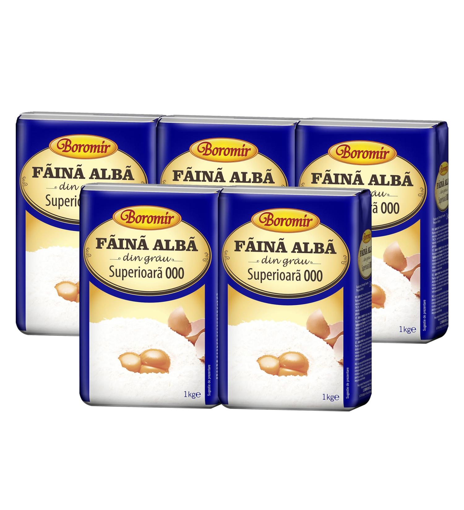 Boromir Faina Alba Din Grau Superior 1Kg | White Wheat Flour Superior 1Kg | Produced by Finely Grinding Wheat from Romania | Whole Family Favorite Treats | Pack of 5 - Buy Online on GoSupps.com