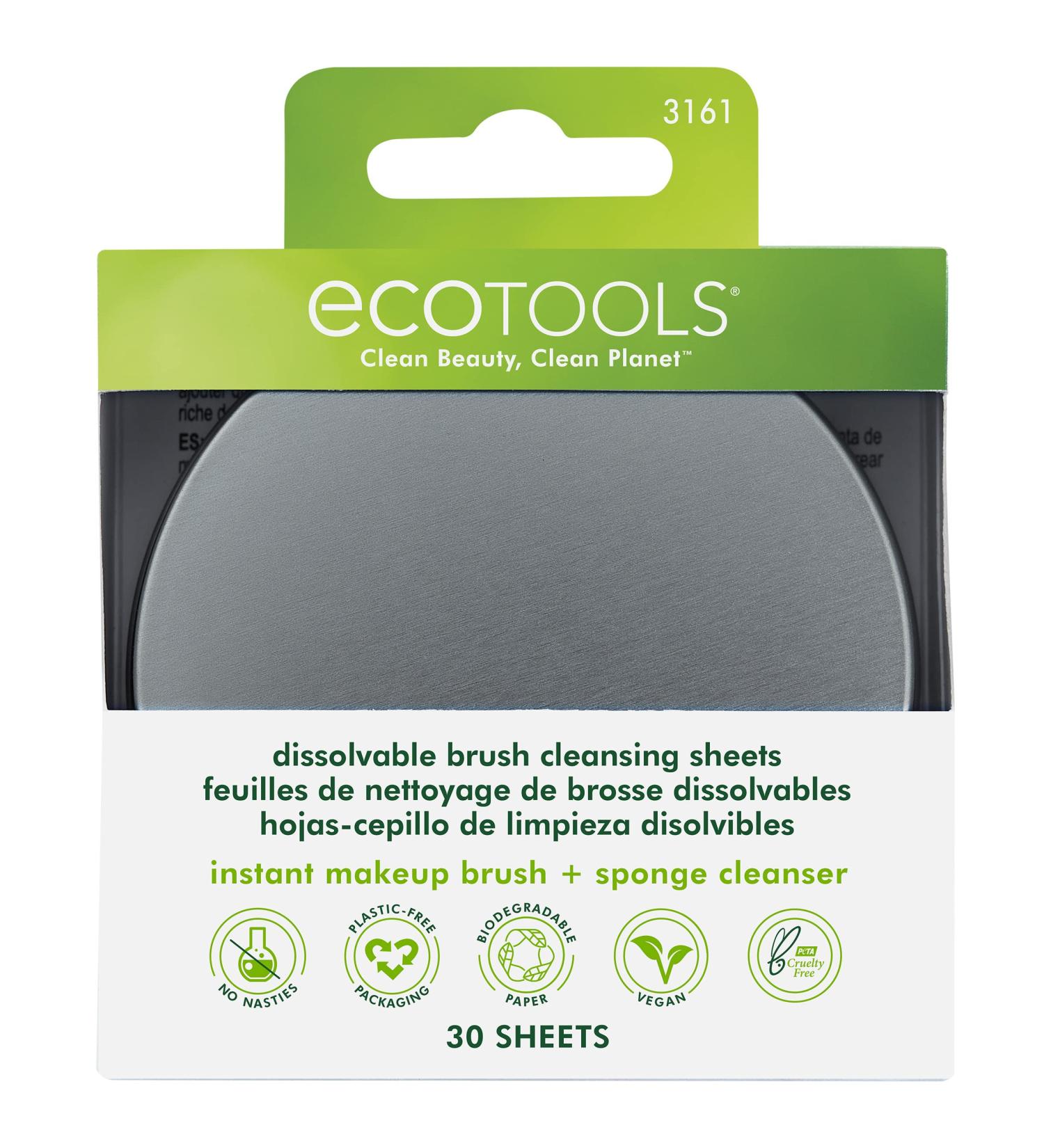EcoTools Professional Makeup Brush Cleaner & Beauty Blender Dissolving Sheets | Plastic-Free Travel Size | 30 Sheets | Cruelty-Free & Vegan - Buy Online on GoSupps.com