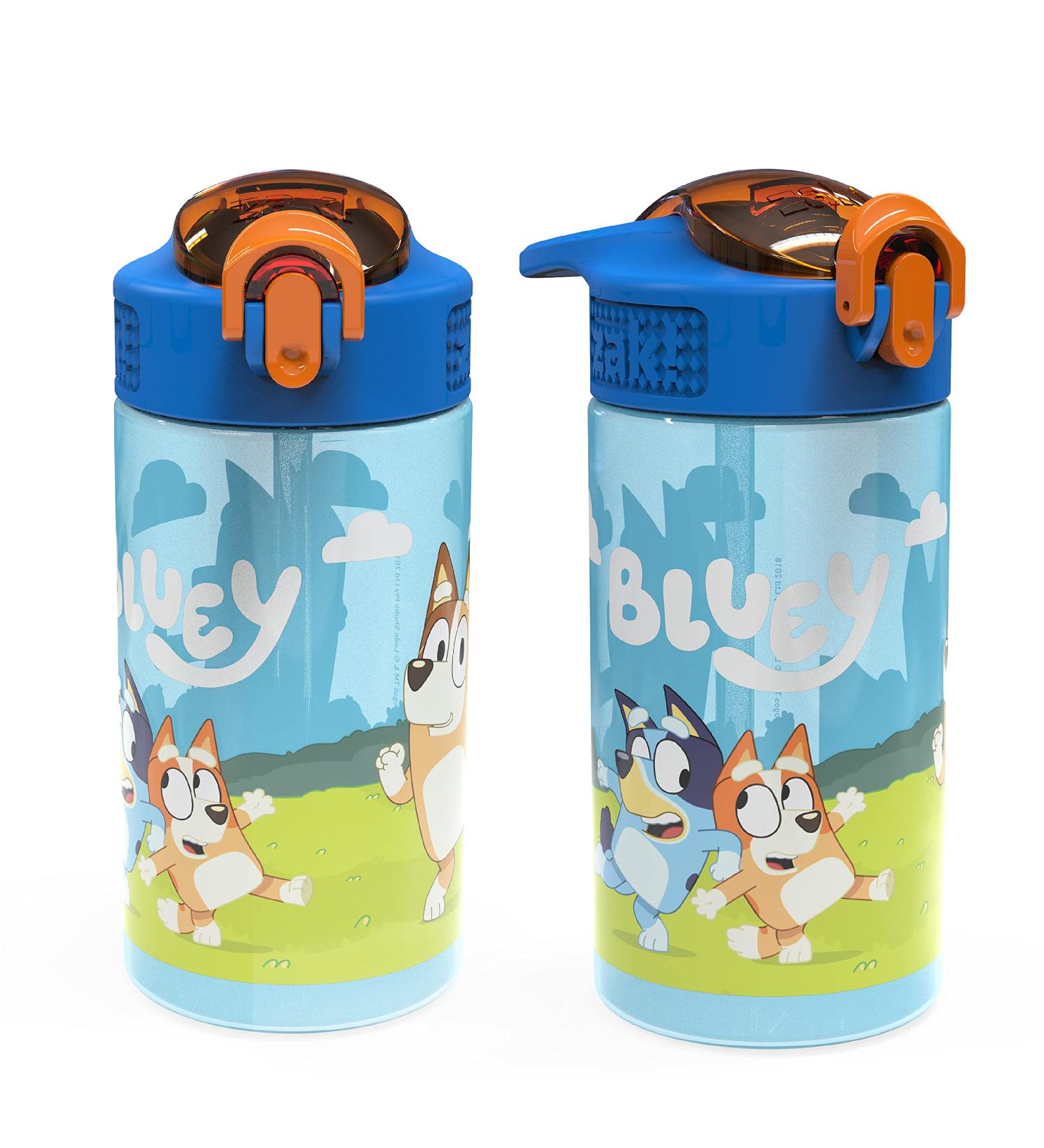 Zak Designs Bluey Kids 16oz 2pc Leak-Proof Water Bottle Set with Spout Cover and Carrying Loop - Durable Plastic Design for Travel - Bluey Bottle 2pk - Pack of 1 - Buy Online on GoSupps.com