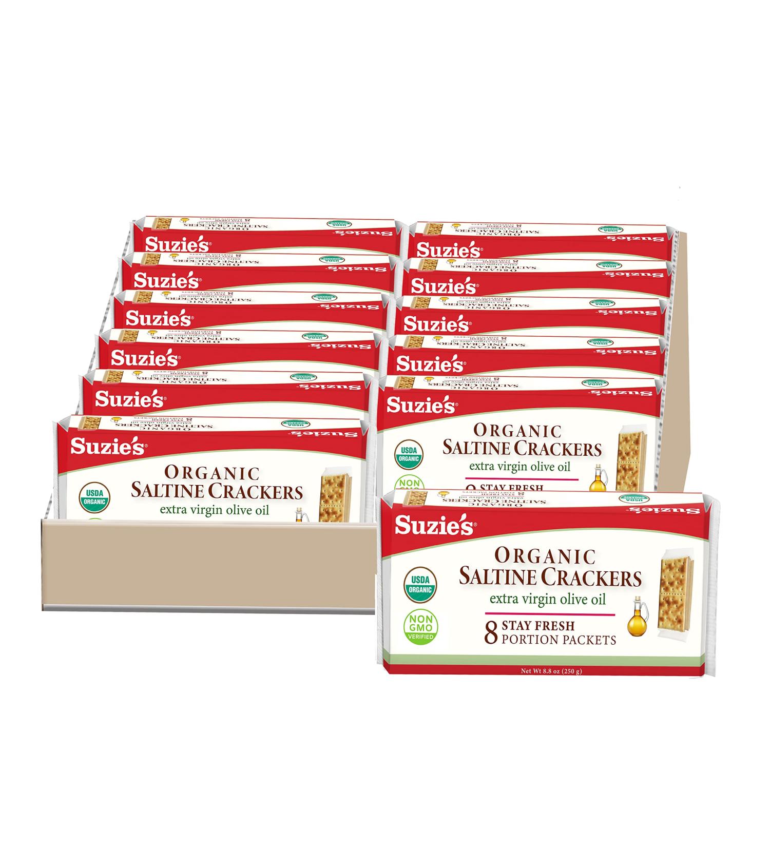 Suzie's 100% Organic Crackers Salted with Extra Virgin Olive Oil - 8.8-Ounce Packages (Pack of 12) - Buy Online on GoSupps.com