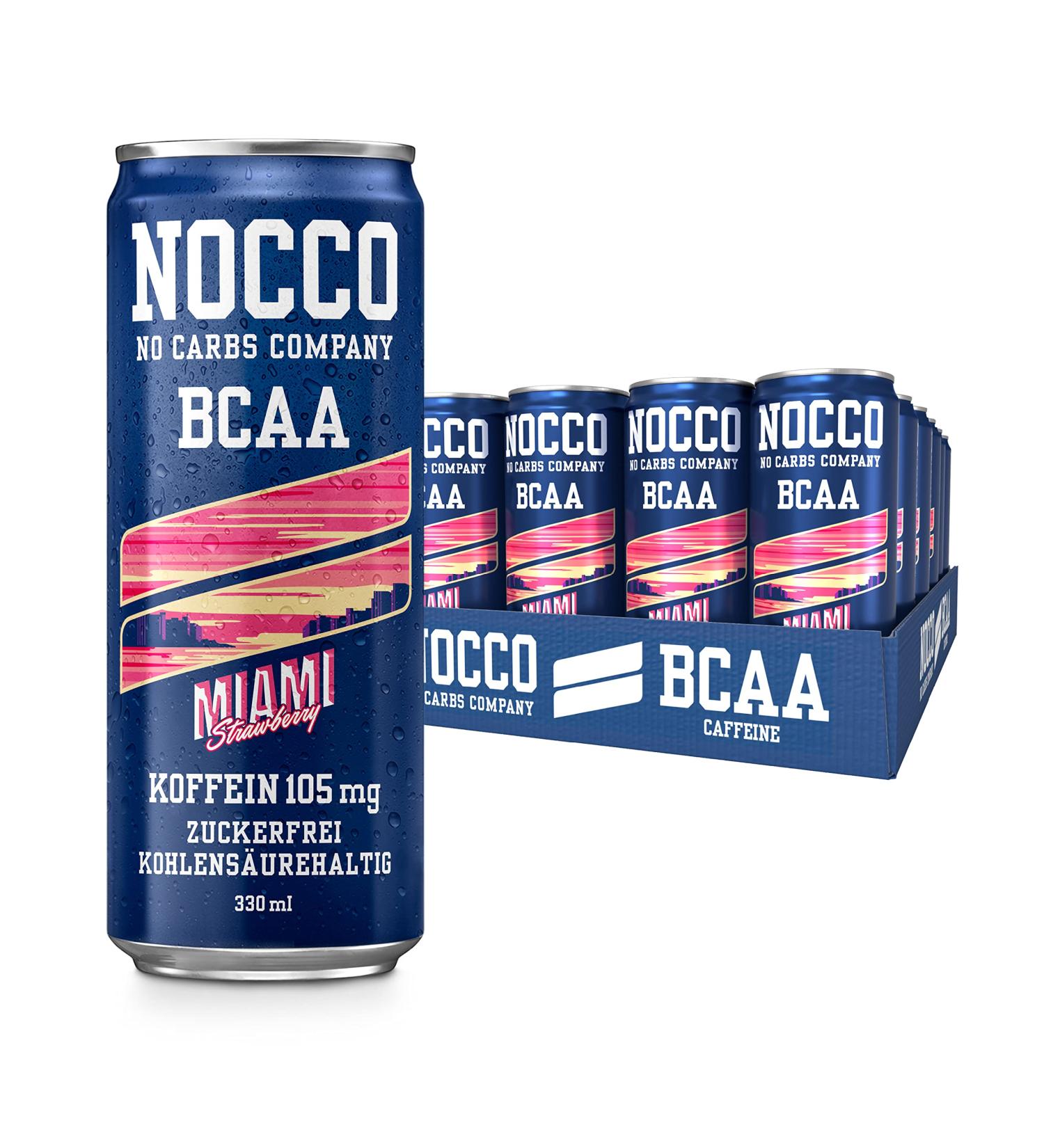 Nocco BCAA Energy Drink 24 Pack - Sugar-Free Vegan Energy with Caffeine & Vitamins - Caribbean Pineapple - 24 x 330ml - Ships Internationally - Buy Online on GoSupps.com
