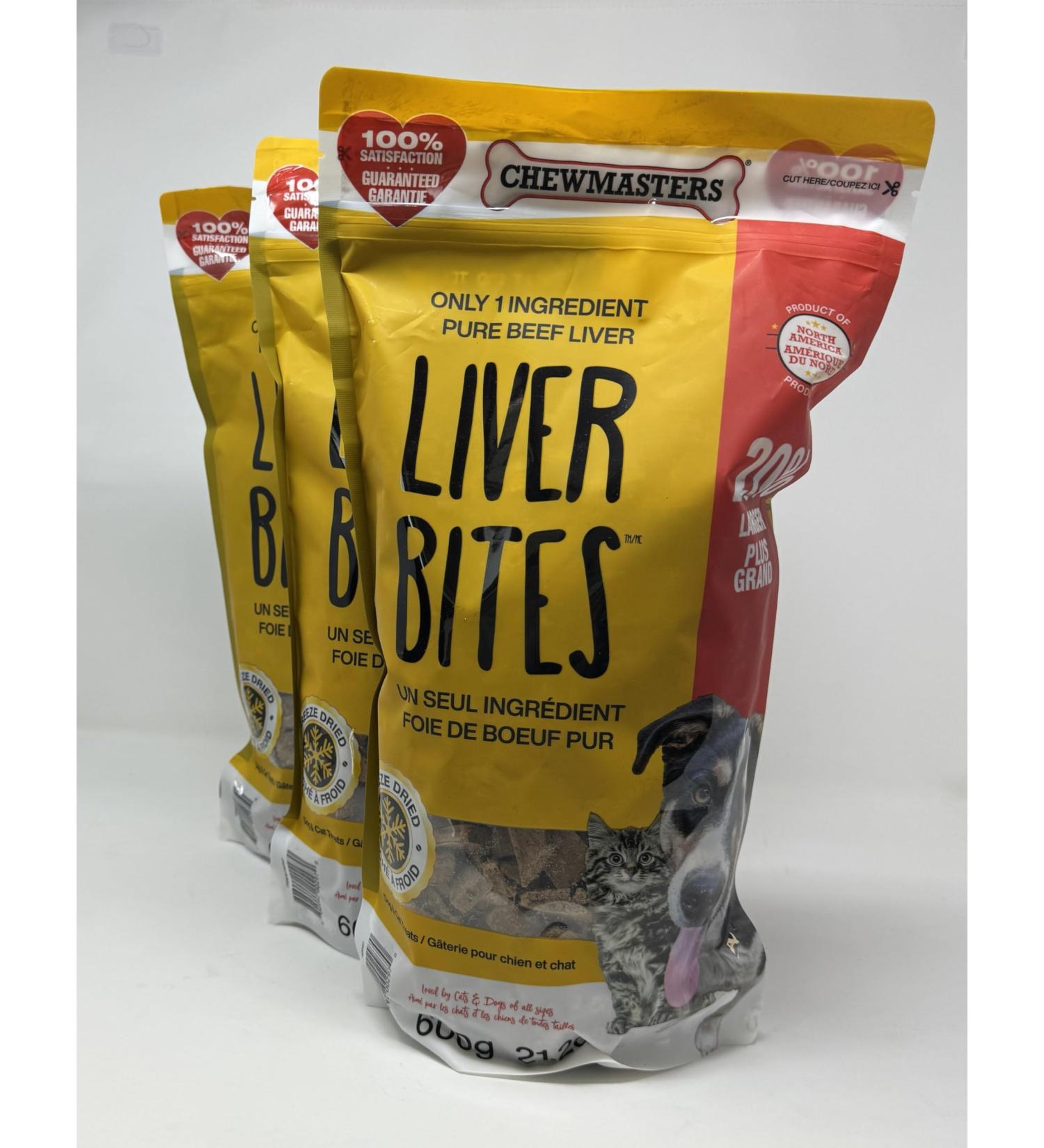 Chewmasters Freeze Dried Beef Liver Bites Dog Treats 600g (21.2 oz) 3 Pack 200 g (Pack of 3)