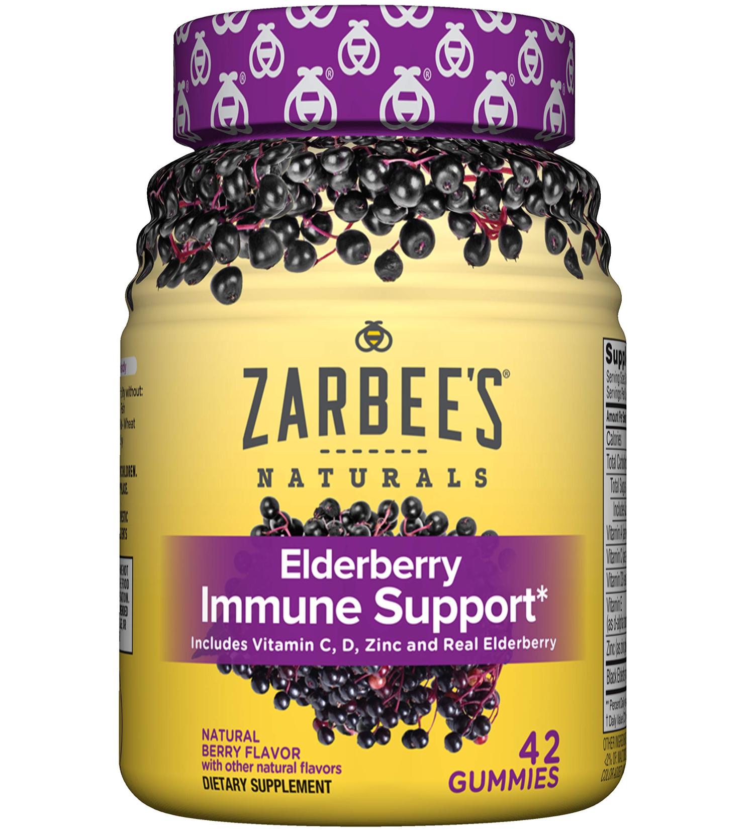 Zarbeeâ€™s Elderberry Gummies for Immune Support | Vitamins A, C, D, E, Zinc | 42 Count | Natural Berry Flavor - Buy Online on GoSupps.com