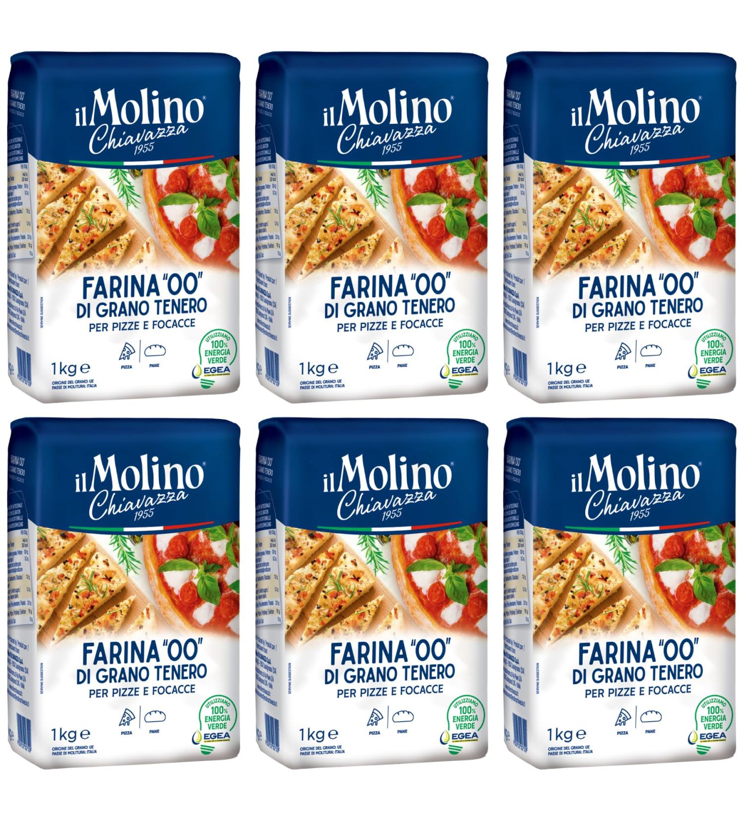 il Molino Chiavazza - Authentic Italian Soft Wheat Type ''00'' Pizza Flour 1kg - Pack of 6 | Perfect for Traditional Pizza & Focaccia - Buy Online on GoSupps.com