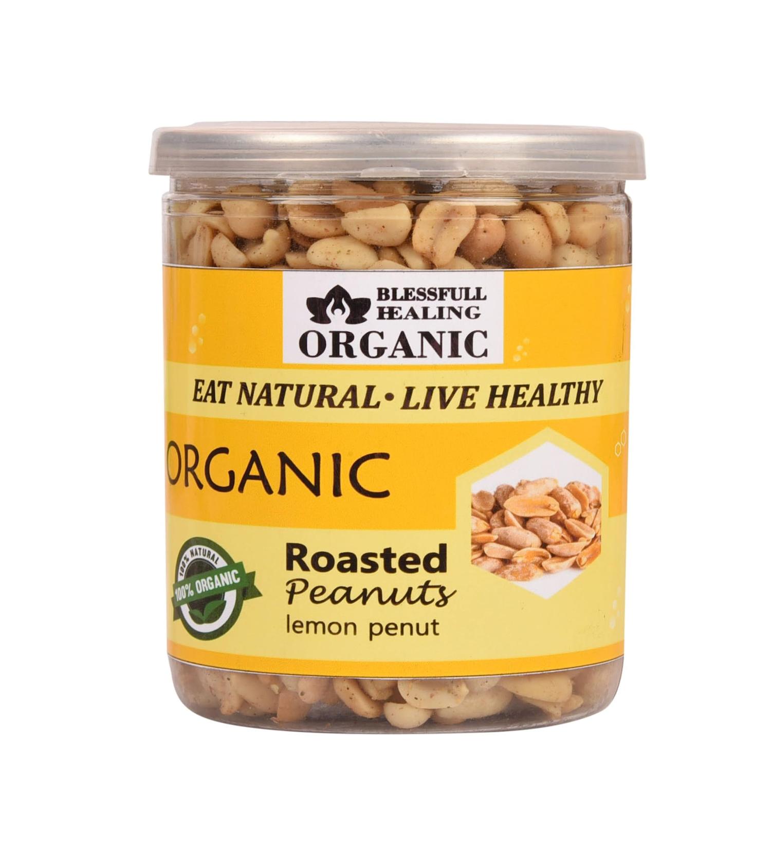Blessfull Healing Organic Natural Vegan Lemon Roasted Peanuts Crunchy Healthy Snacks 300 Gram - Buy Online on GoSupps.com