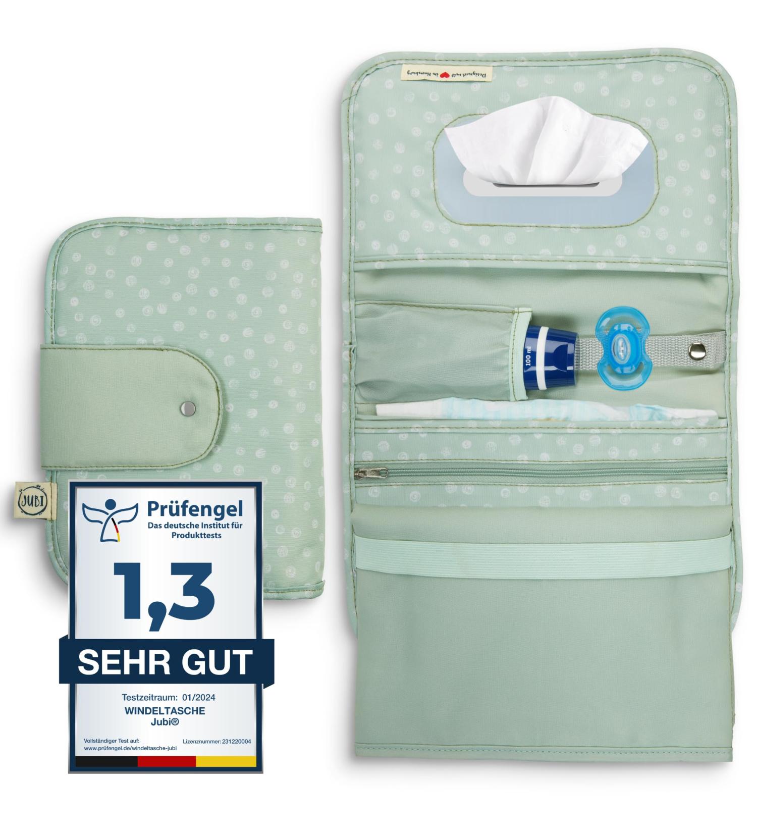 Jubi Mint Dots Diaper Bag with Changing Mat - Compact & Spacious On-the-Go Baby Bag - Buy Online on GoSupps.com