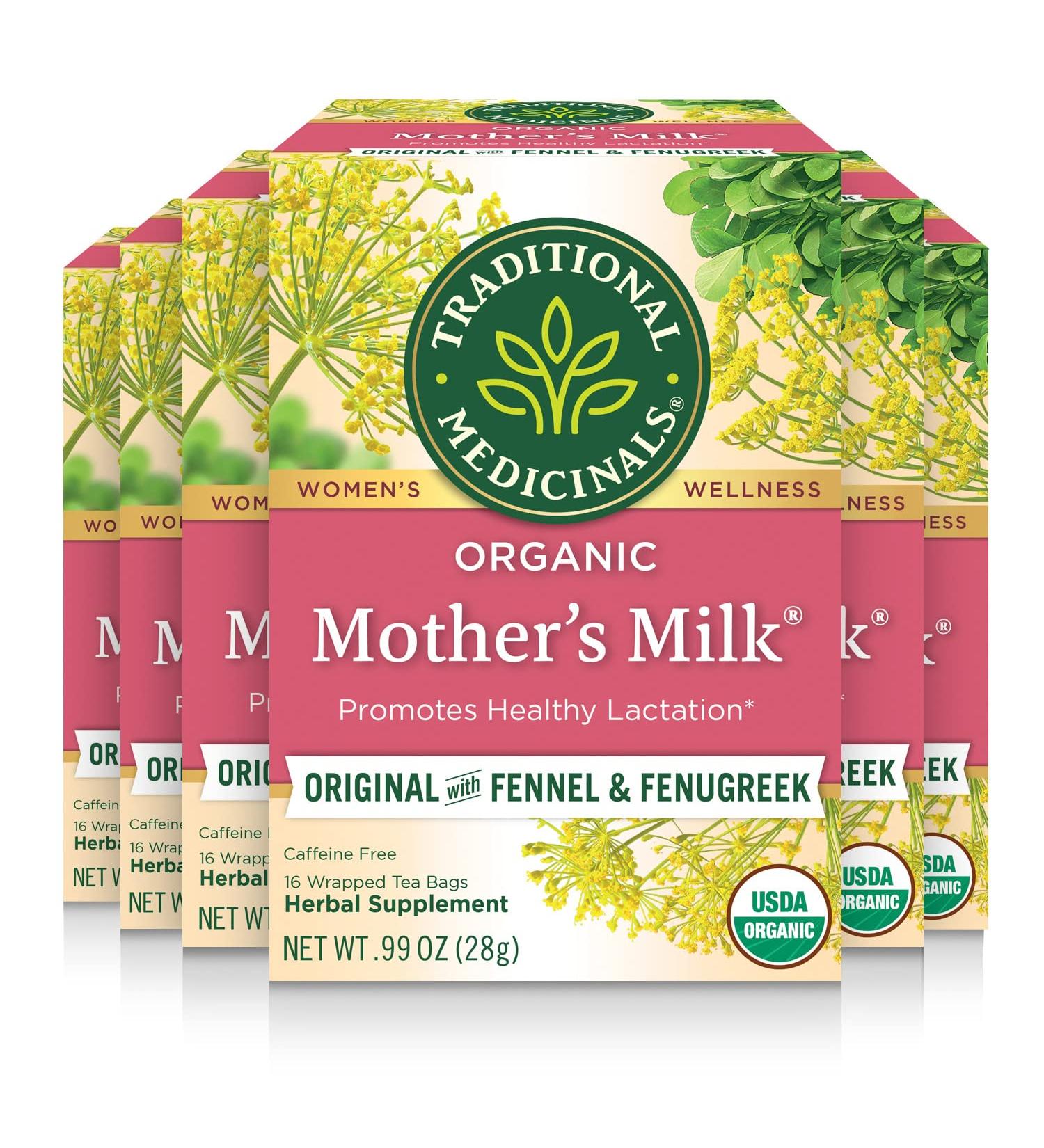 Traditional Medicinals Organic Mother's Milk Women's Tea - Promotes Healthy Lactation - 16 Tea Bags x 6 Packs - Buy Online on GoSupps.com